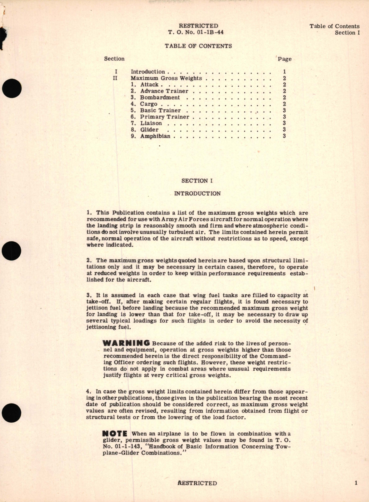 Sample page 3 from AirCorps Library document: Recommended Maximum Gross Weight for AAF Aircraft