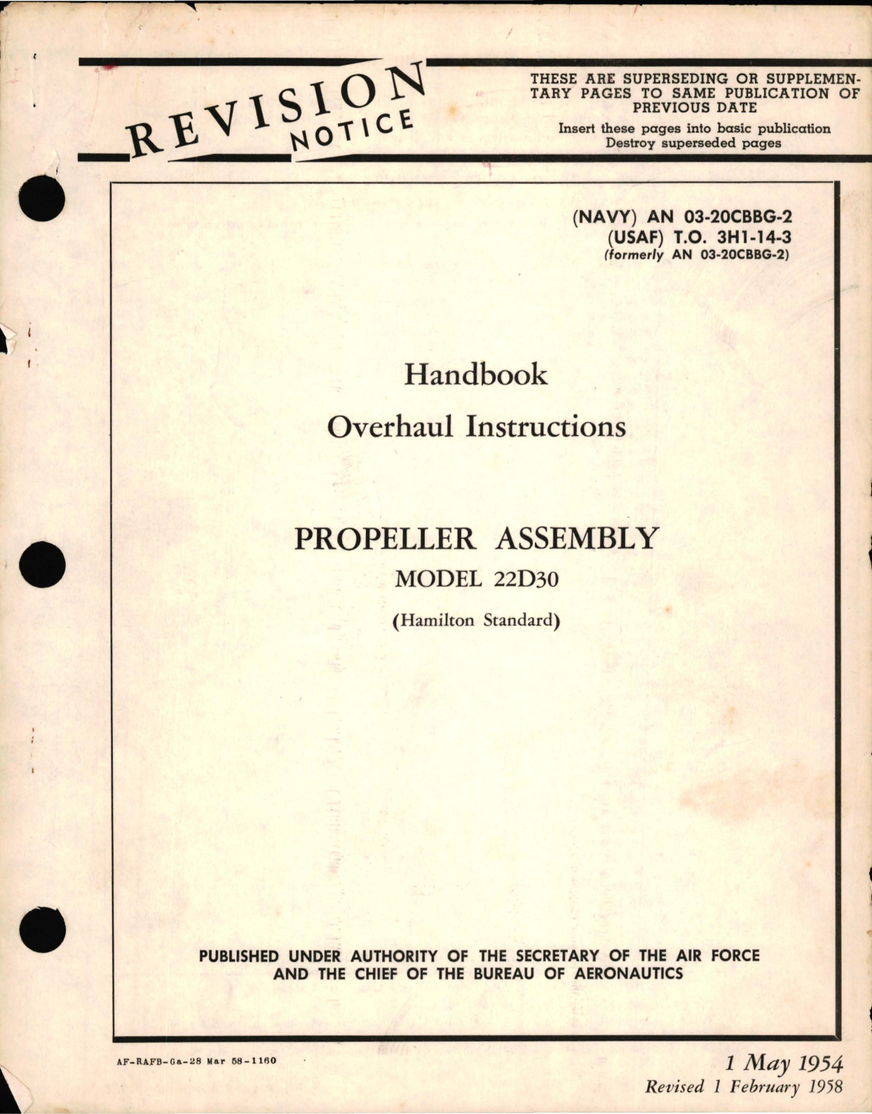 Sample page 1 from AirCorps Library document: Overhaul Instructions for Propeller Assembly Model 22D30