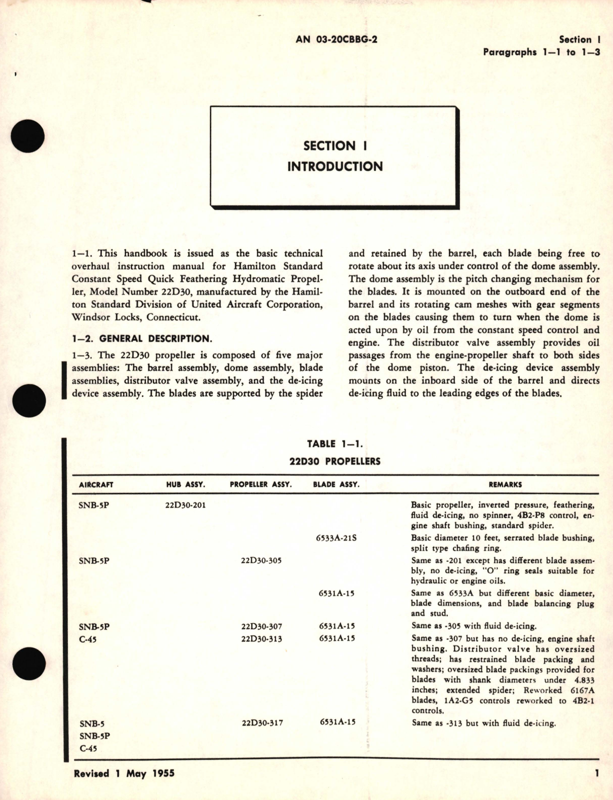 Sample page 5 from AirCorps Library document: Overhaul Instructions for Propeller Assembly Model 22D30