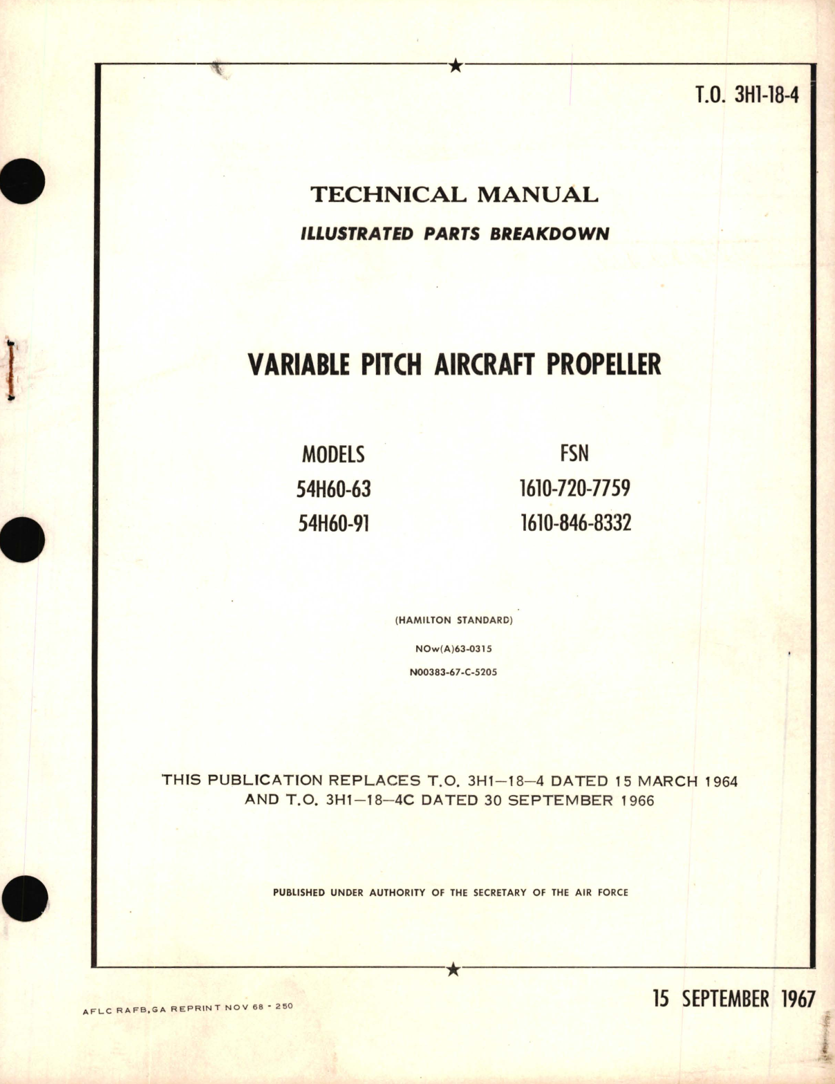 Sample page 1 from AirCorps Library document: Illustrated Parts Breakdown for Variable Pitch Aircraft Propeller Models 54H60-36, 54H60-91