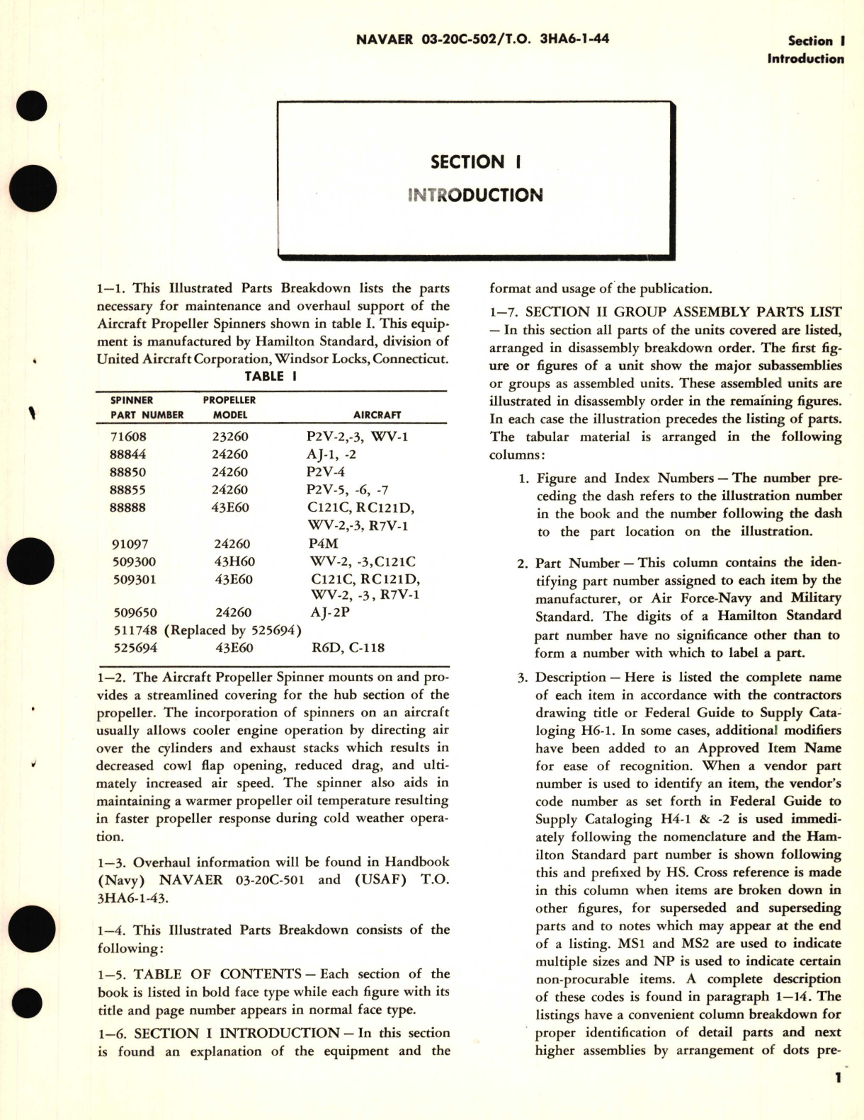 Sample page 7 from AirCorps Library document: Illustrated Parts Breakdown for Aircraft Propeller Spinners Models 71608, 88888, 88844, 91097, 88850, 509300, 88855, 509301, 511748, 509650, 525694