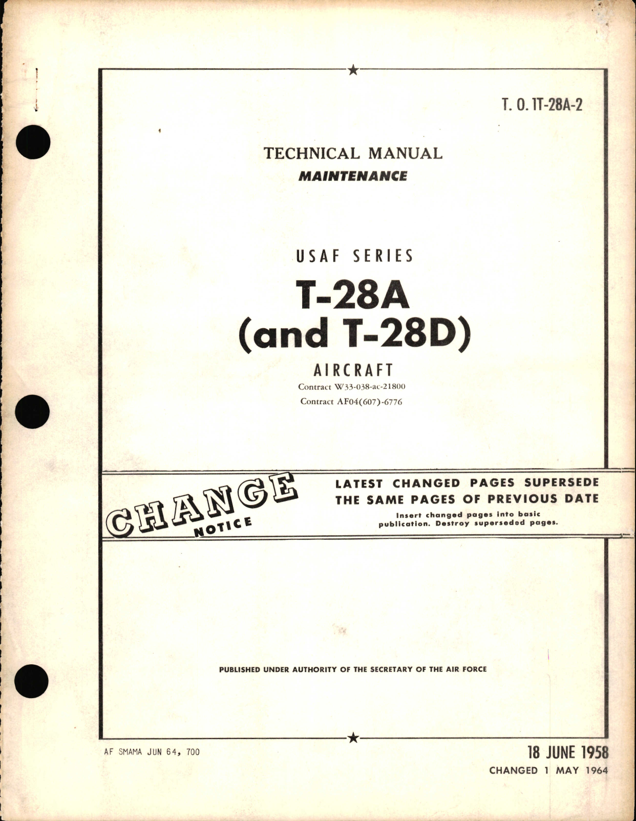 Sample page 1 from AirCorps Library document: Maintenance Manual for T-28A and T-28D