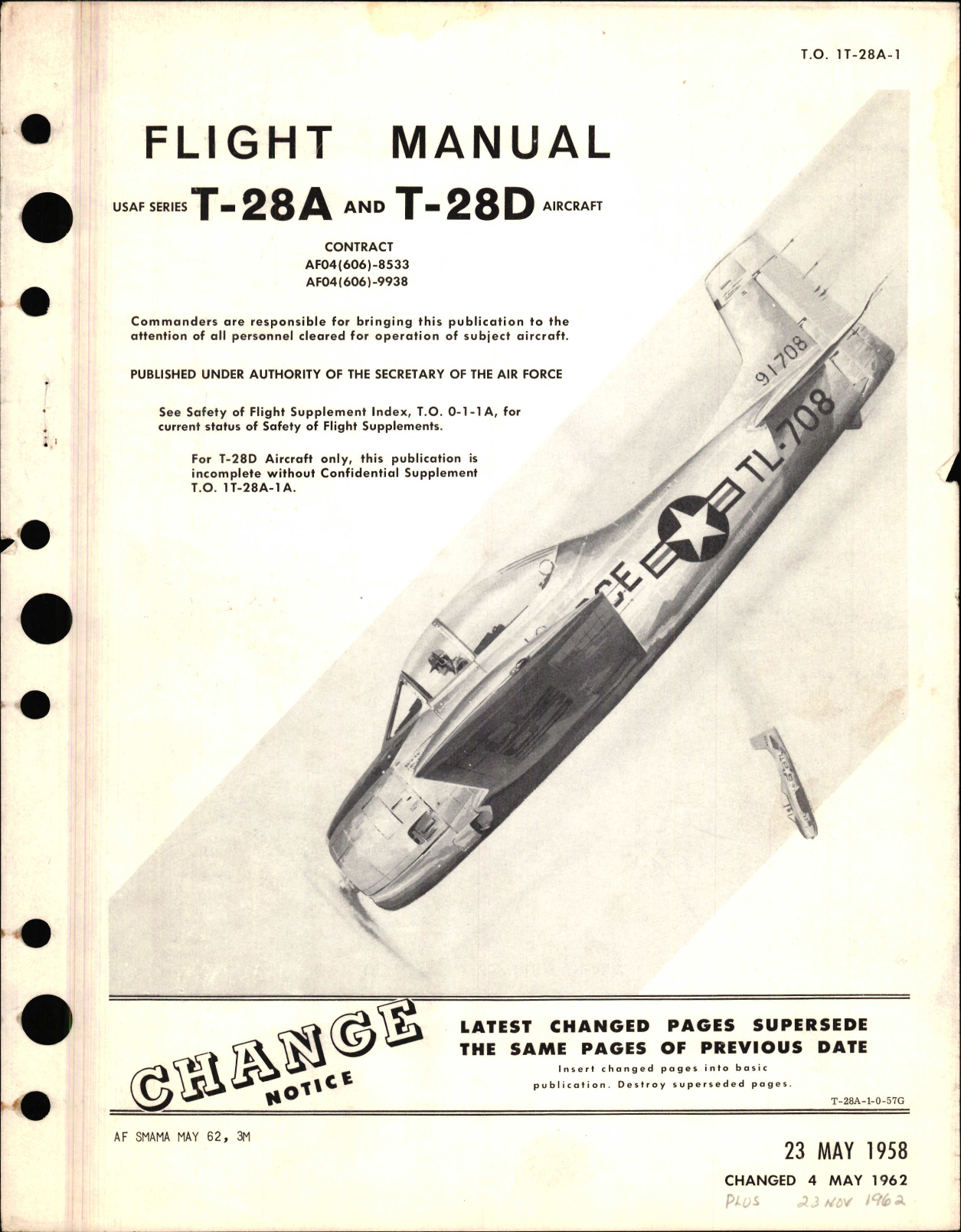 Sample page 1 from AirCorps Library document: Flight Manual for T-28A and T-28D