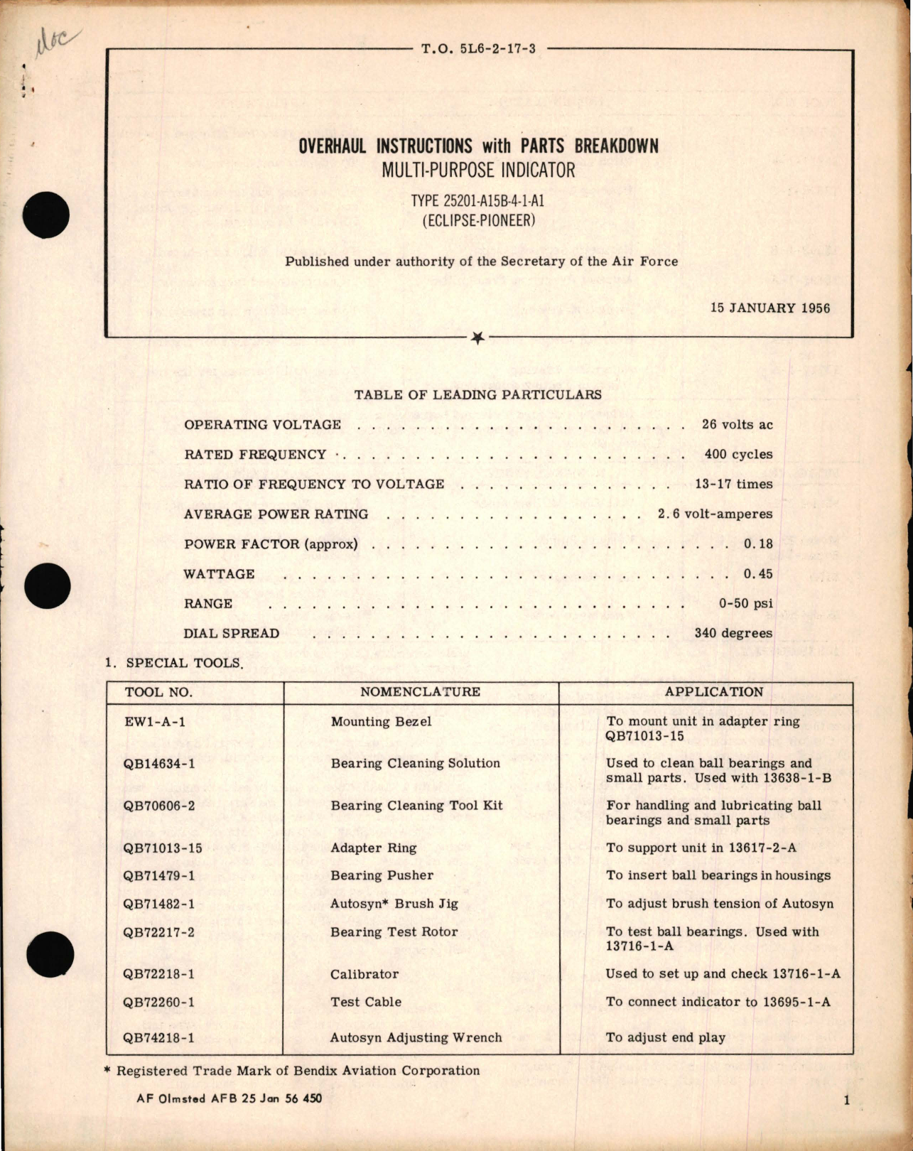 Sample page 1 from AirCorps Library document: Overhaul Instructions with Parts Breakdown for Multi-Purpose Indicator Type 25201-A15B-4-1-A1 