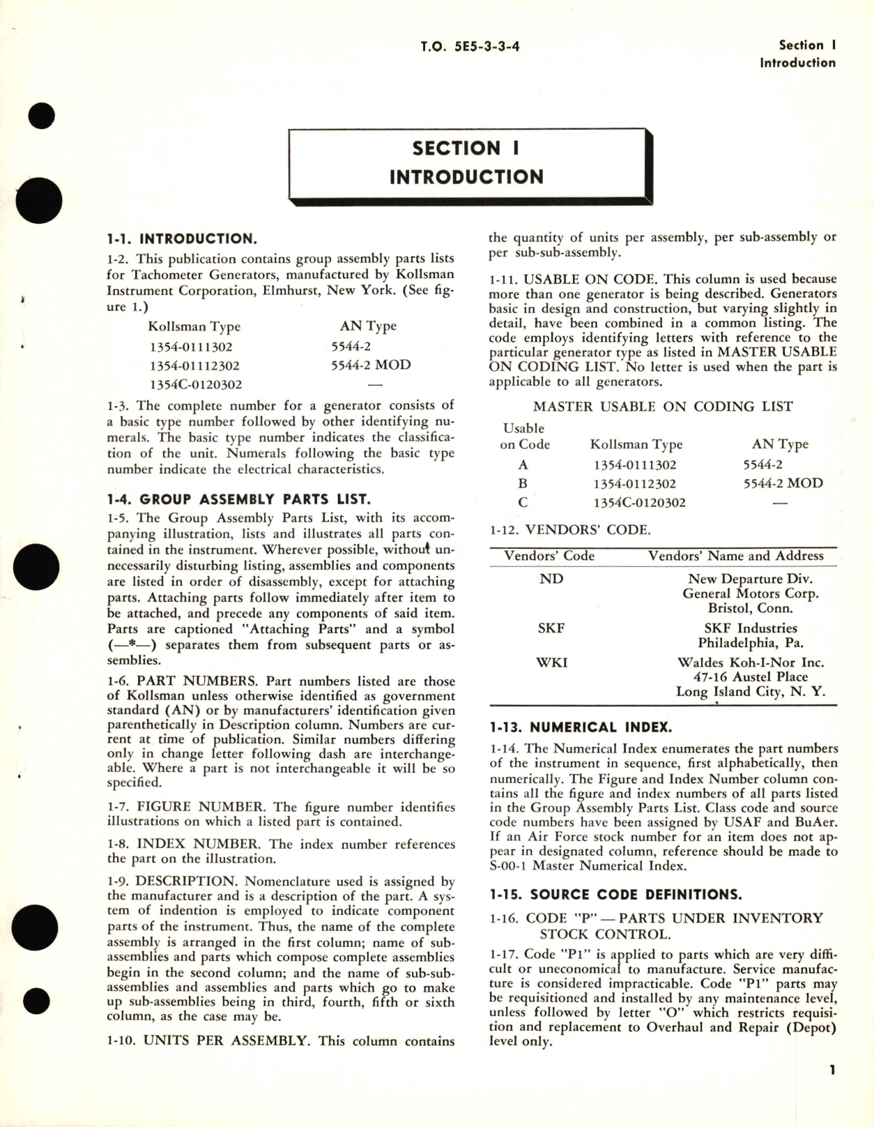 Sample page 3 from AirCorps Library document: Illustrated Parts Breakdown for Tachometer Generator Kollsman Type 1354, AN Type 5544-2