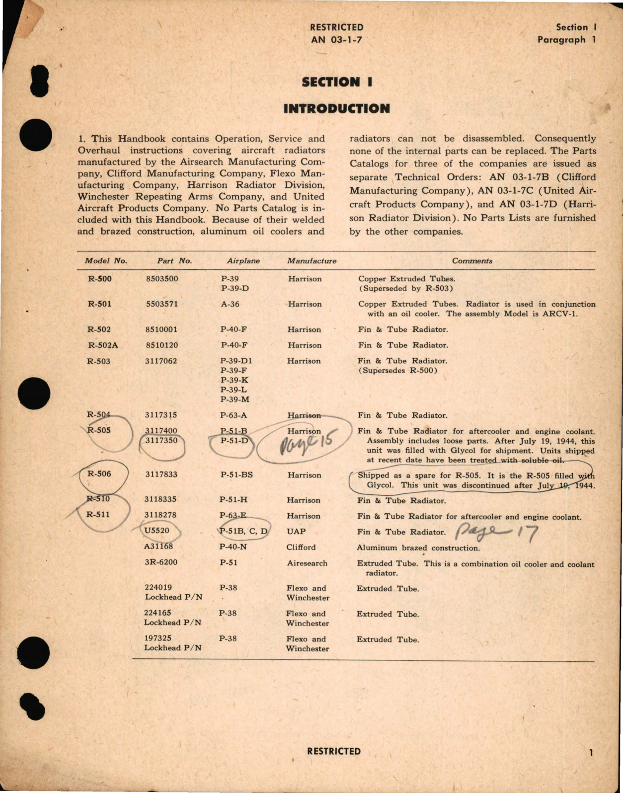 Sample page 5 from AirCorps Library document: Operation, Service and Overhaul Instructions for Aircraft Radiators