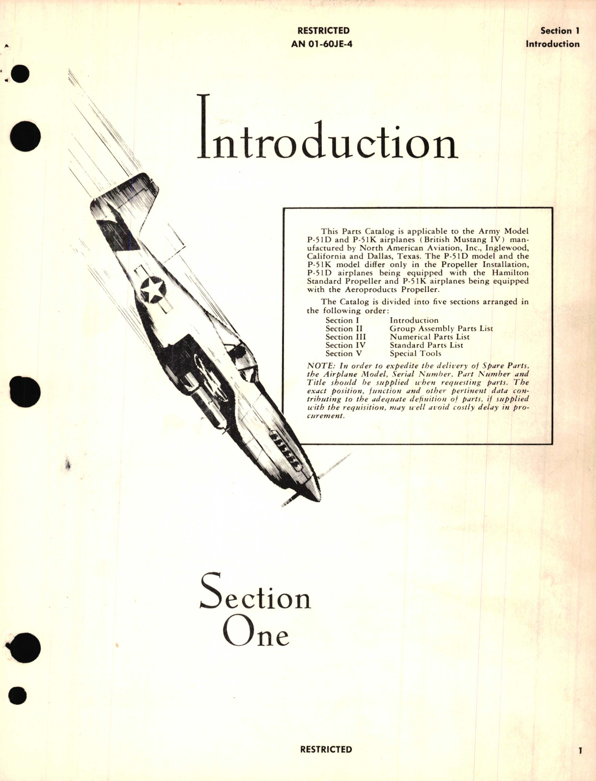 Sample page 5 from AirCorps Library document: Parts Catalog for USAF Series F-51D and F-51K Aircraft