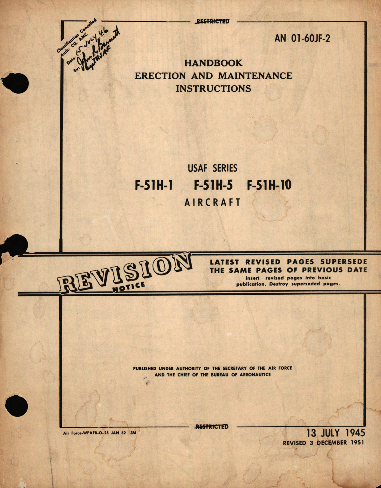 Sample page 5 from AirCorps Library document: Erection and Maintenance Instructions for USAF Series F-51H-1, F-51H-5, F-51H10 Aircraft