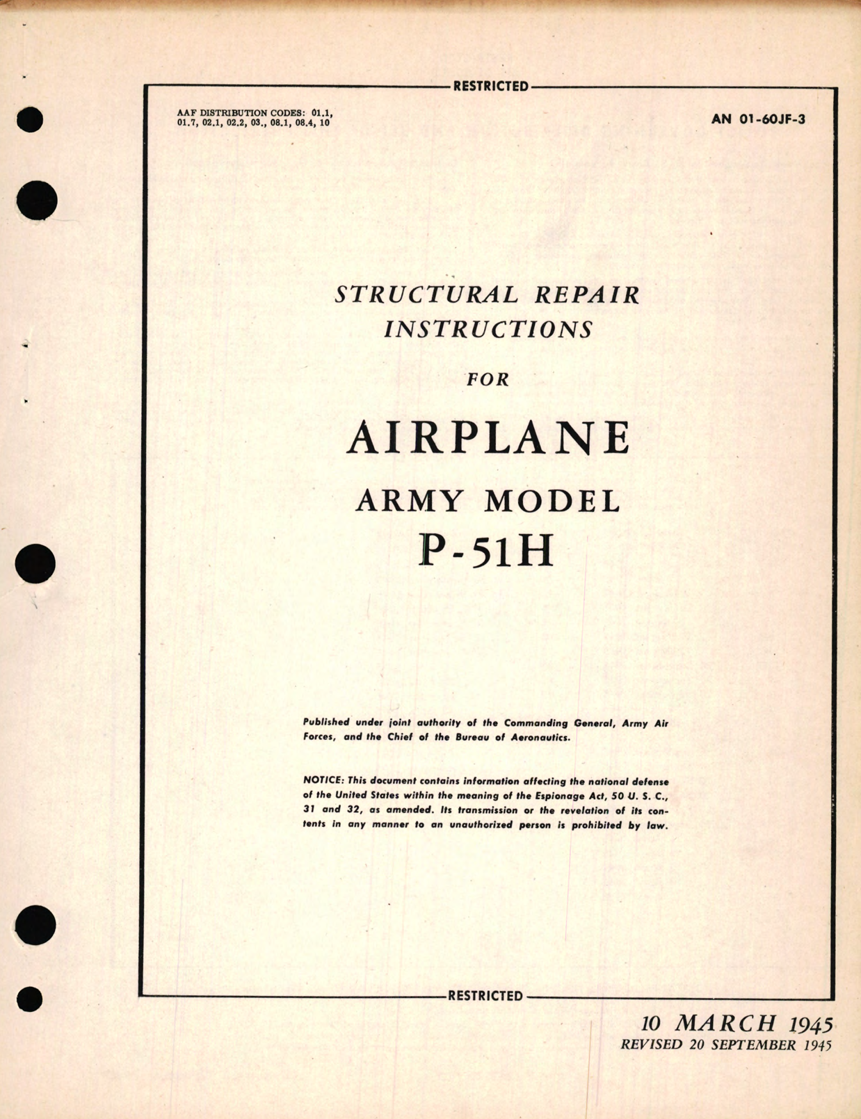 Sample page 1 from AirCorps Library document: Structural Repair Instructions for Airplane Army Model P-51H