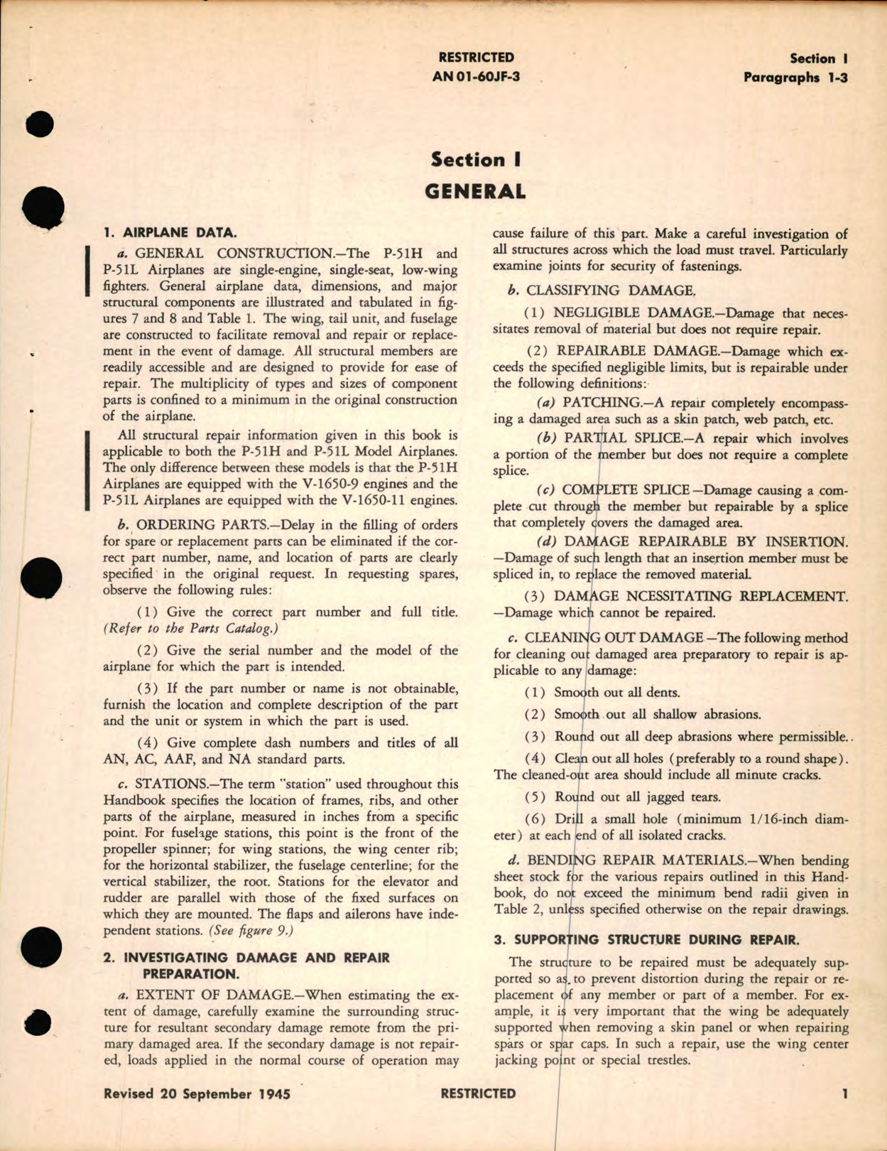 Sample page 9 from AirCorps Library document: Structural Repair Instructions for Airplane Army Model P-51H