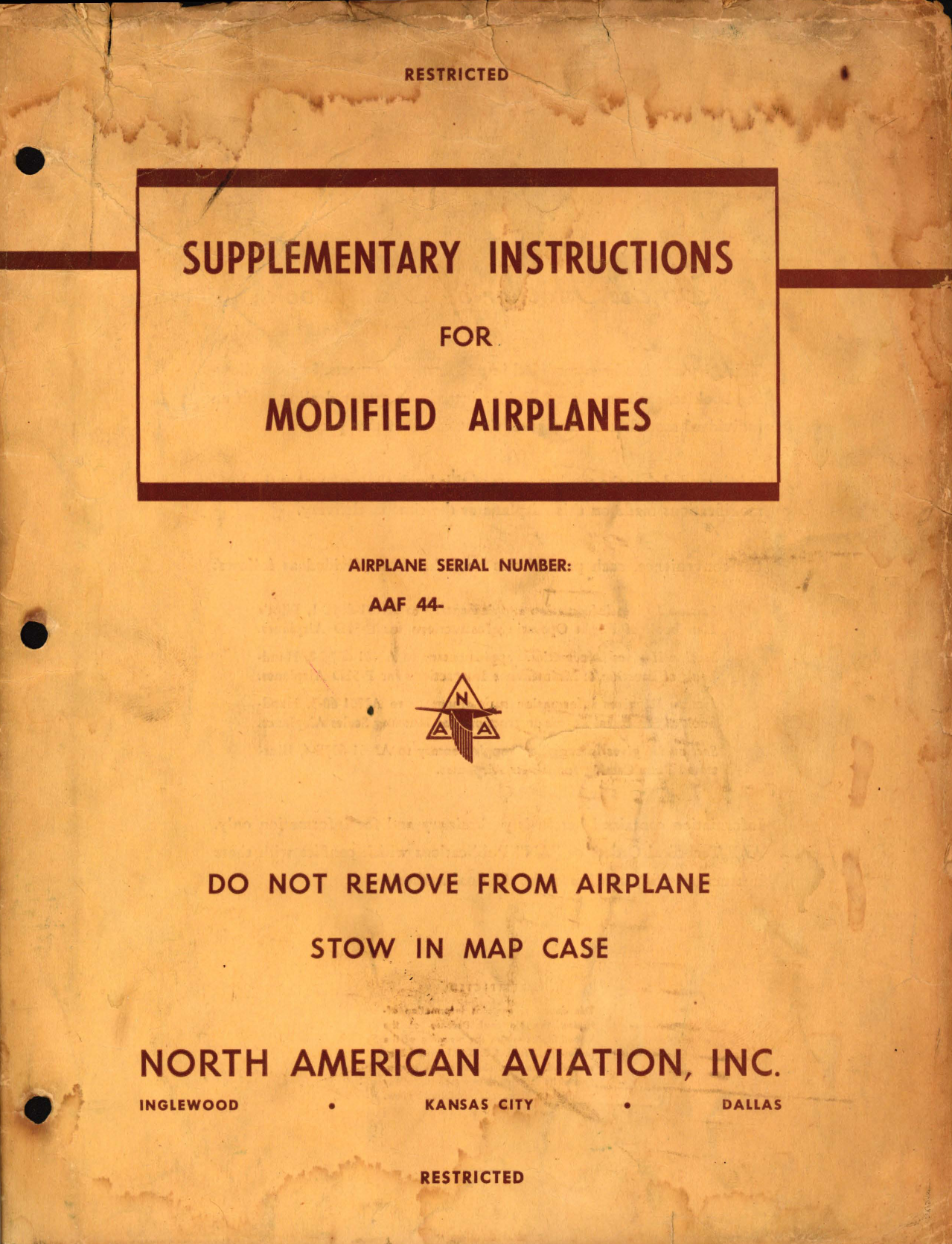 Sample page 1 from AirCorps Library document: Supplementary Instructions for Landing Gear Up-Lock Modification