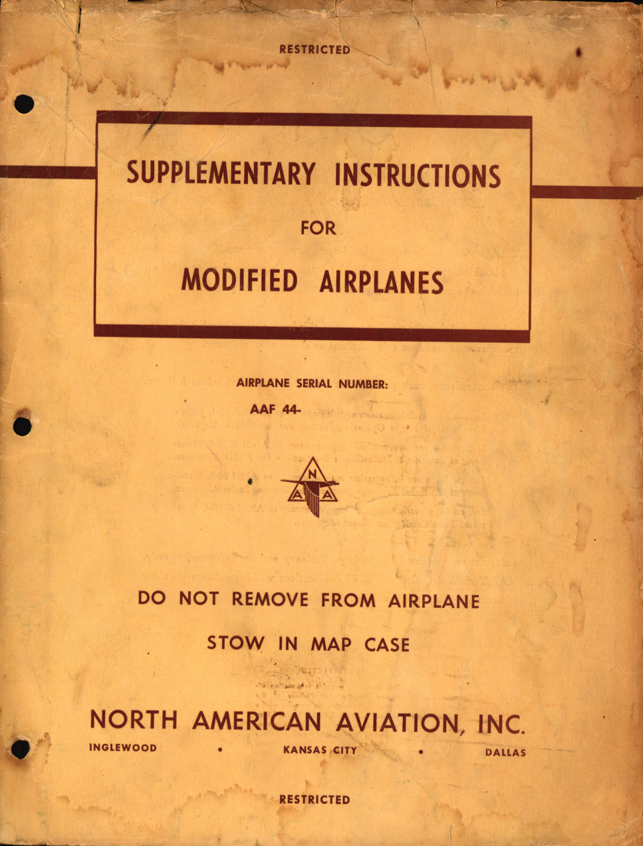 Sample page 1 from AirCorps Library document: Supplementary Instructions for Elevator Bob Weight Modification 