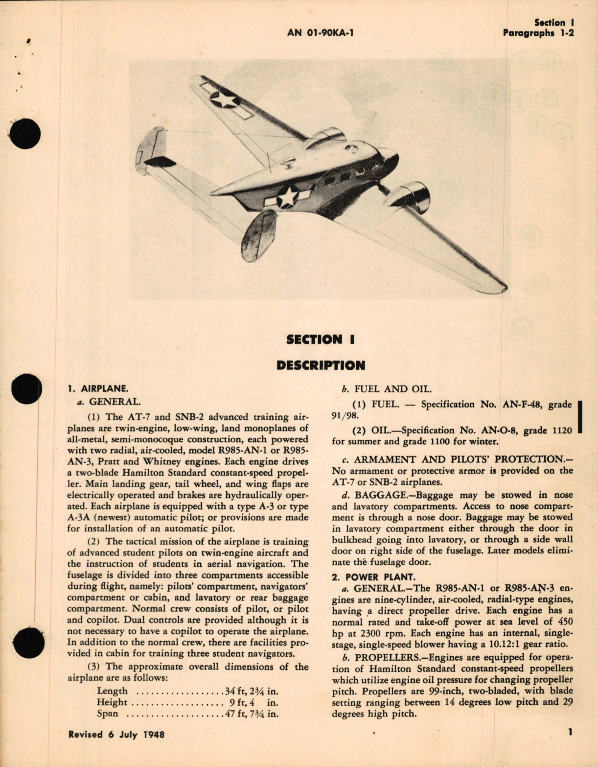 Sample page 9 from AirCorps Library document: Flight Operating Instructions for USAF Series T-7 (AT-7), T-7C (AT-7C) Navy Models SNB-2, SNB-3