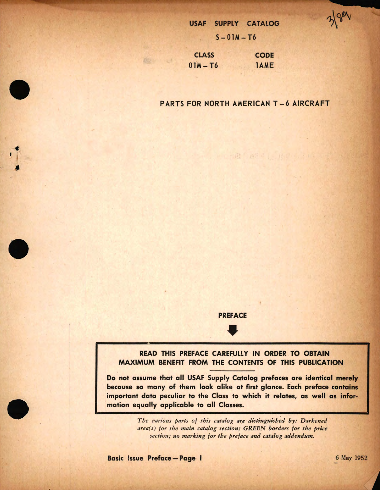 Sample page 1 from AirCorps Library document: Supply Catalog - Parts for North American T-6 Aircraft