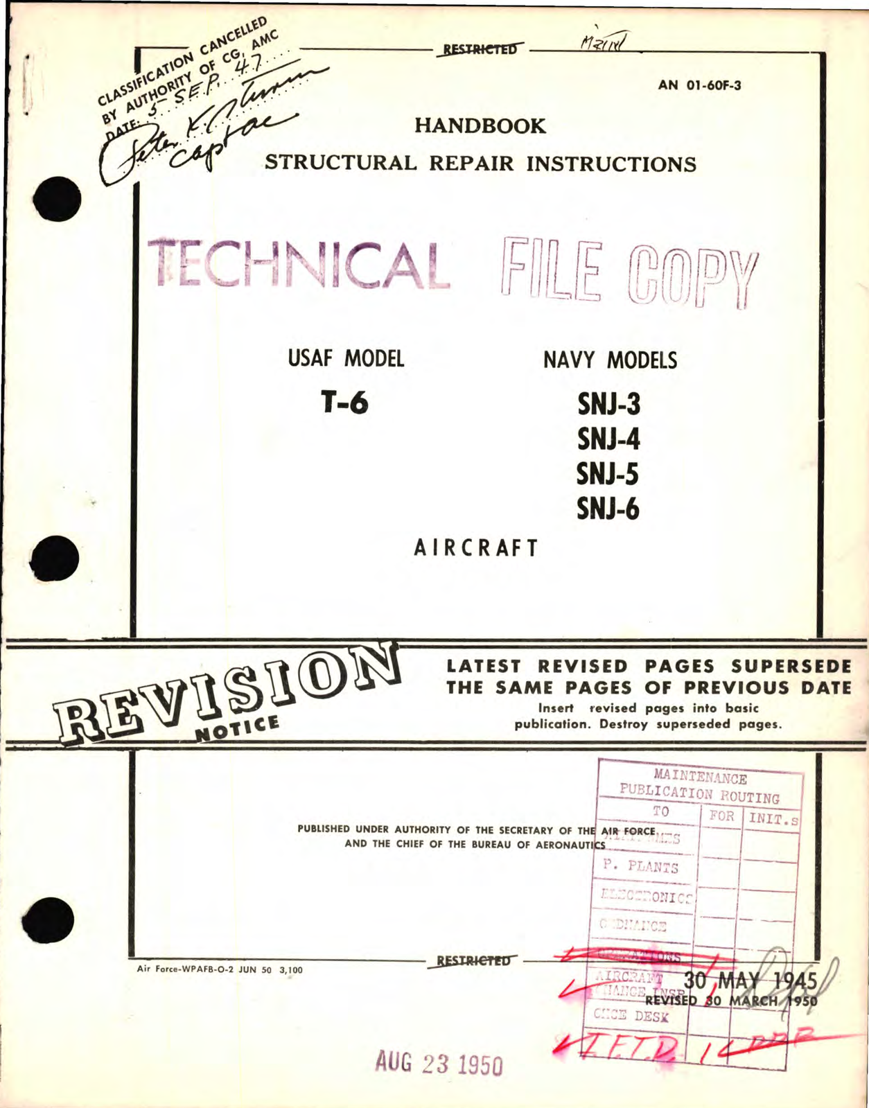 Sample page 7 from AirCorps Library document: Structural Repair Instructions for USAF Model T-6 Navy Models SNJ-3, SNJ-4, SNJ-5, SNJ-6