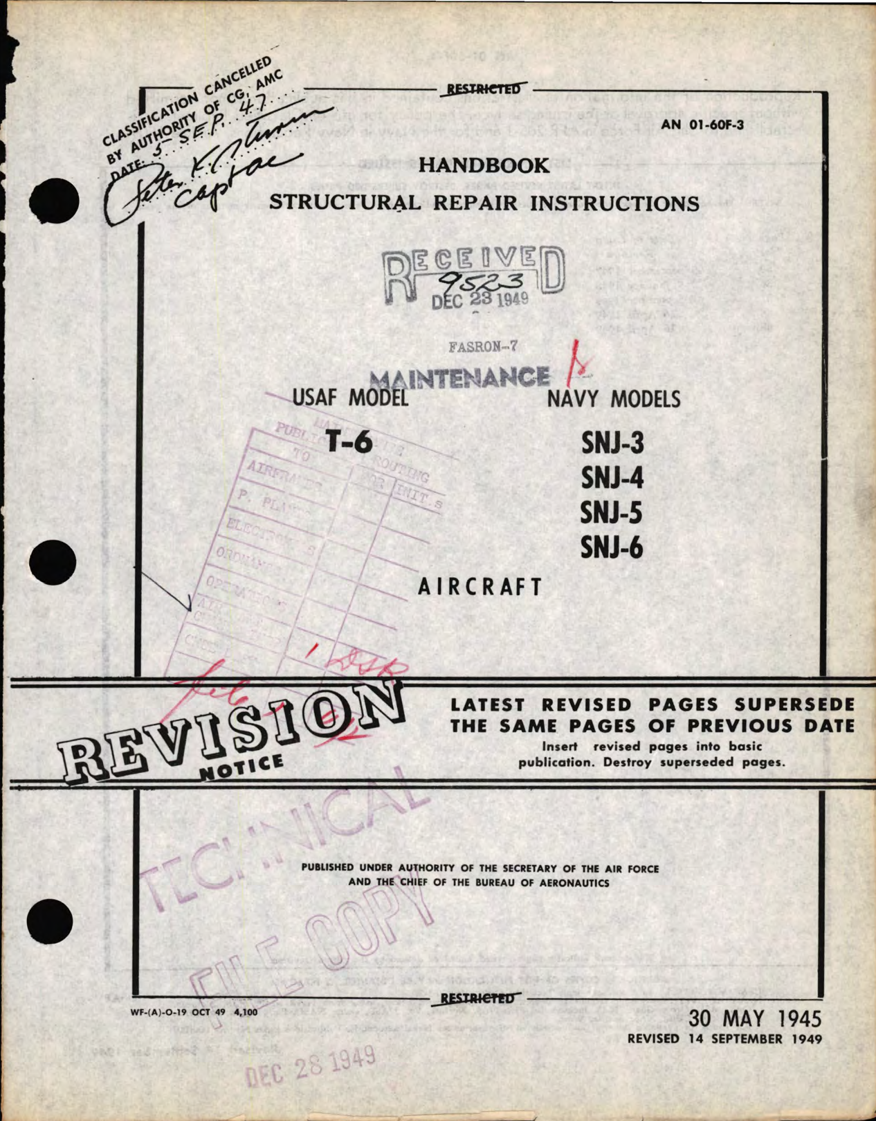 Sample page 9 from AirCorps Library document: Structural Repair Instructions for USAF Model T-6 Navy Models SNJ-3, SNJ-4, SNJ-5, SNJ-6