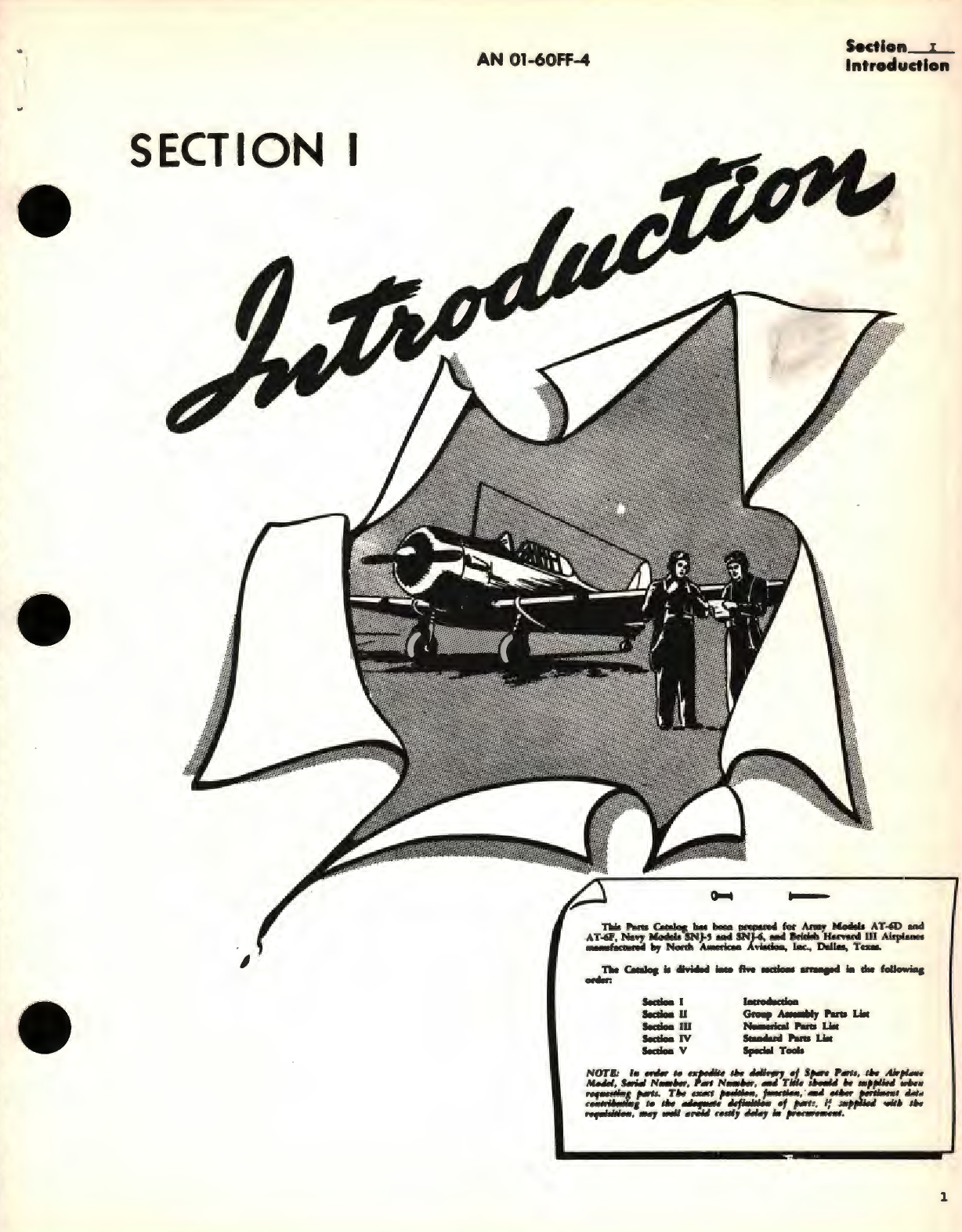 Sample page 5 from AirCorps Library document: Parts Catalog for USAF Series T-6D, T-6F Navy Modes SNJ-5, SNJ-6 