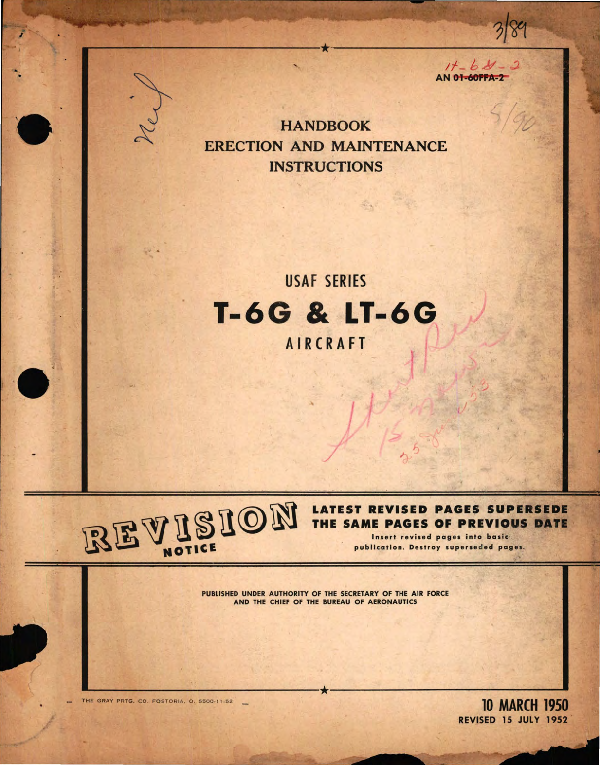 Sample page 1 from AirCorps Library document: Erection and Maintenance Instructions for USAF Series T-6G & LT-6G Aircraft