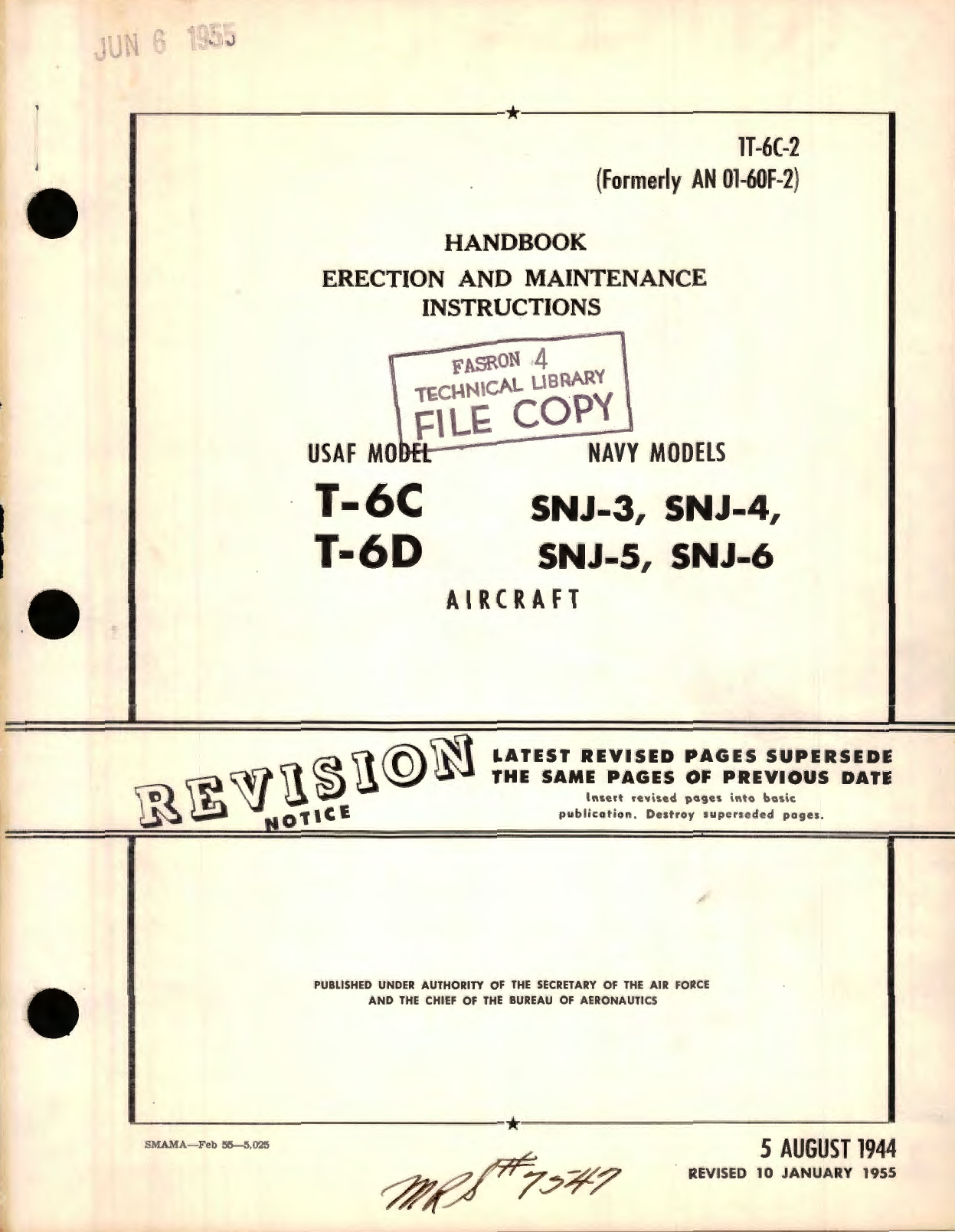 Sample page 5 from AirCorps Library document: Erection and Maintenance Instructions for USAF Model T-6C, T-6D Navy Models SNJ-3, SNJ-4, SNJ-5, SNJ-6 Aircraft