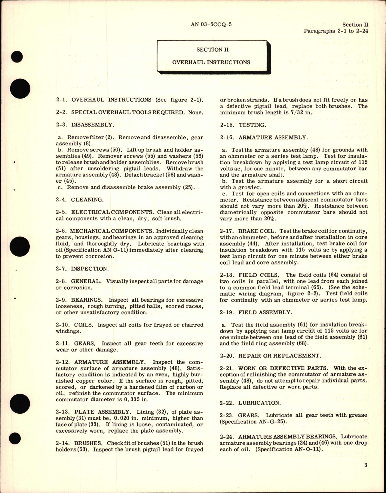 Sample page 5 from AirCorps Library document: Overhaul Instructions for Electric Motors - Models E-520 and E-520M4 