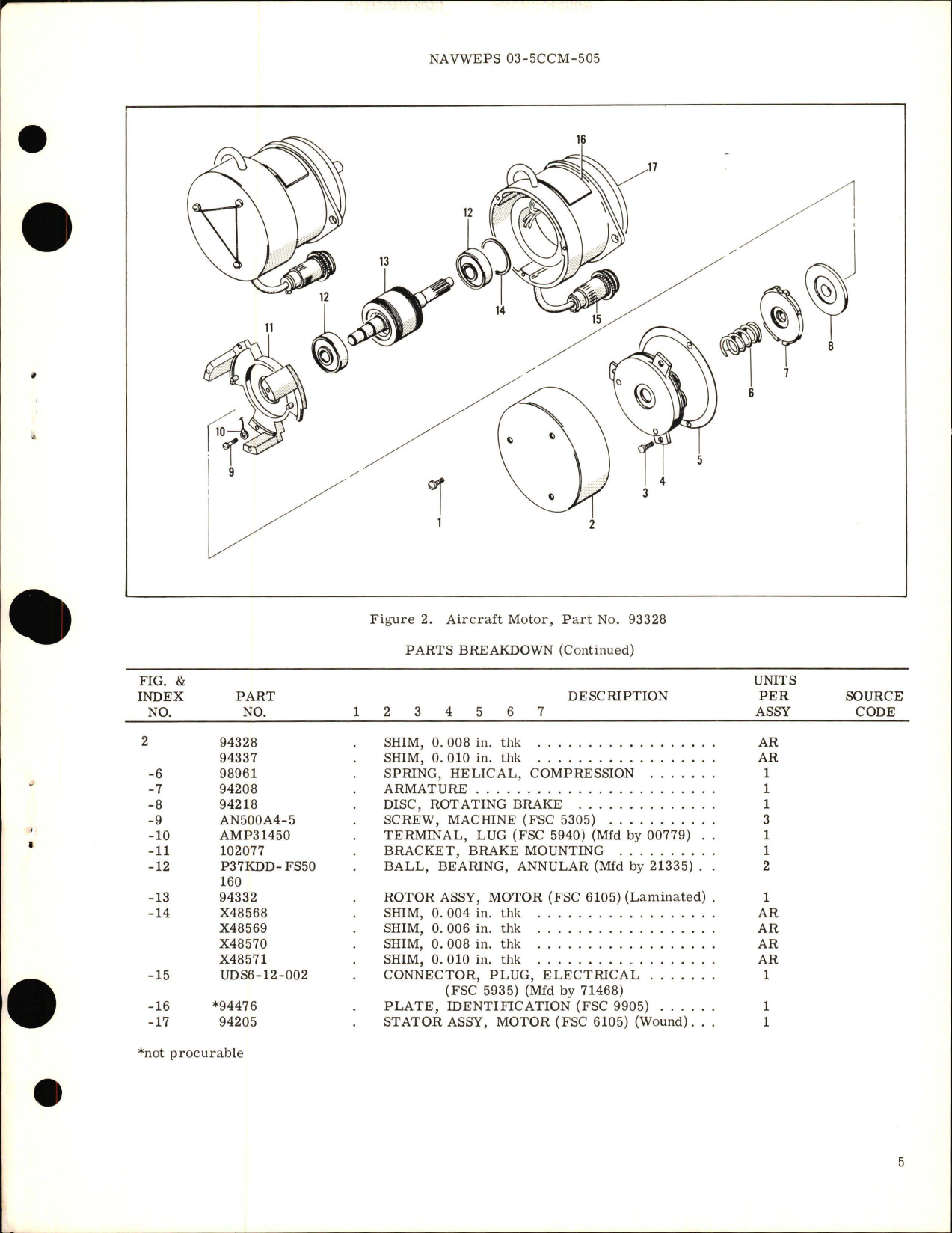 Sample page 5 from AirCorps Library document: Overhaul Instructions with Parts Breakdown for  Aircraft Motor - Part 93328, 400712 and 404343