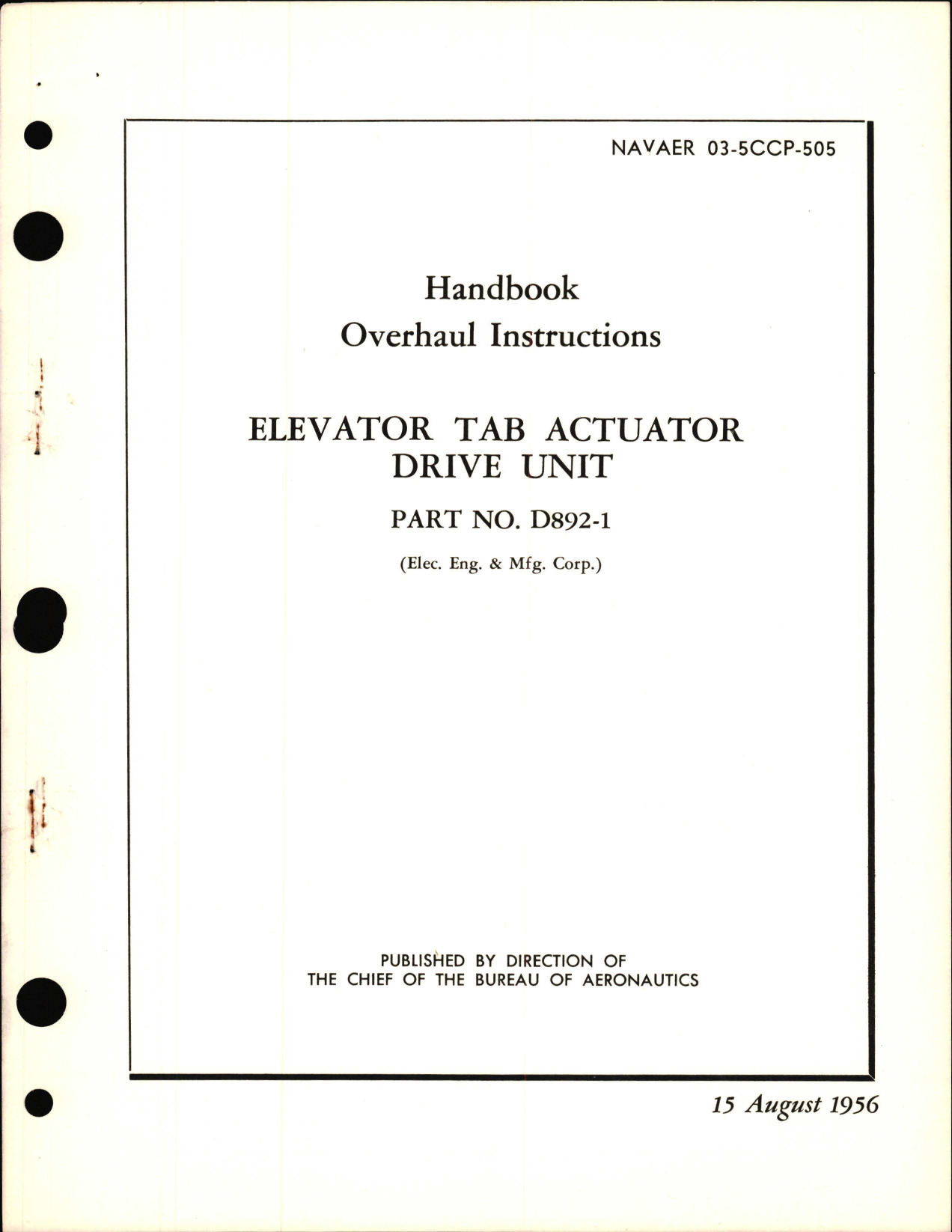 Sample page 5 from AirCorps Library document: Overhaul Instructions for Elevator Drive Unit - Part D892-1 