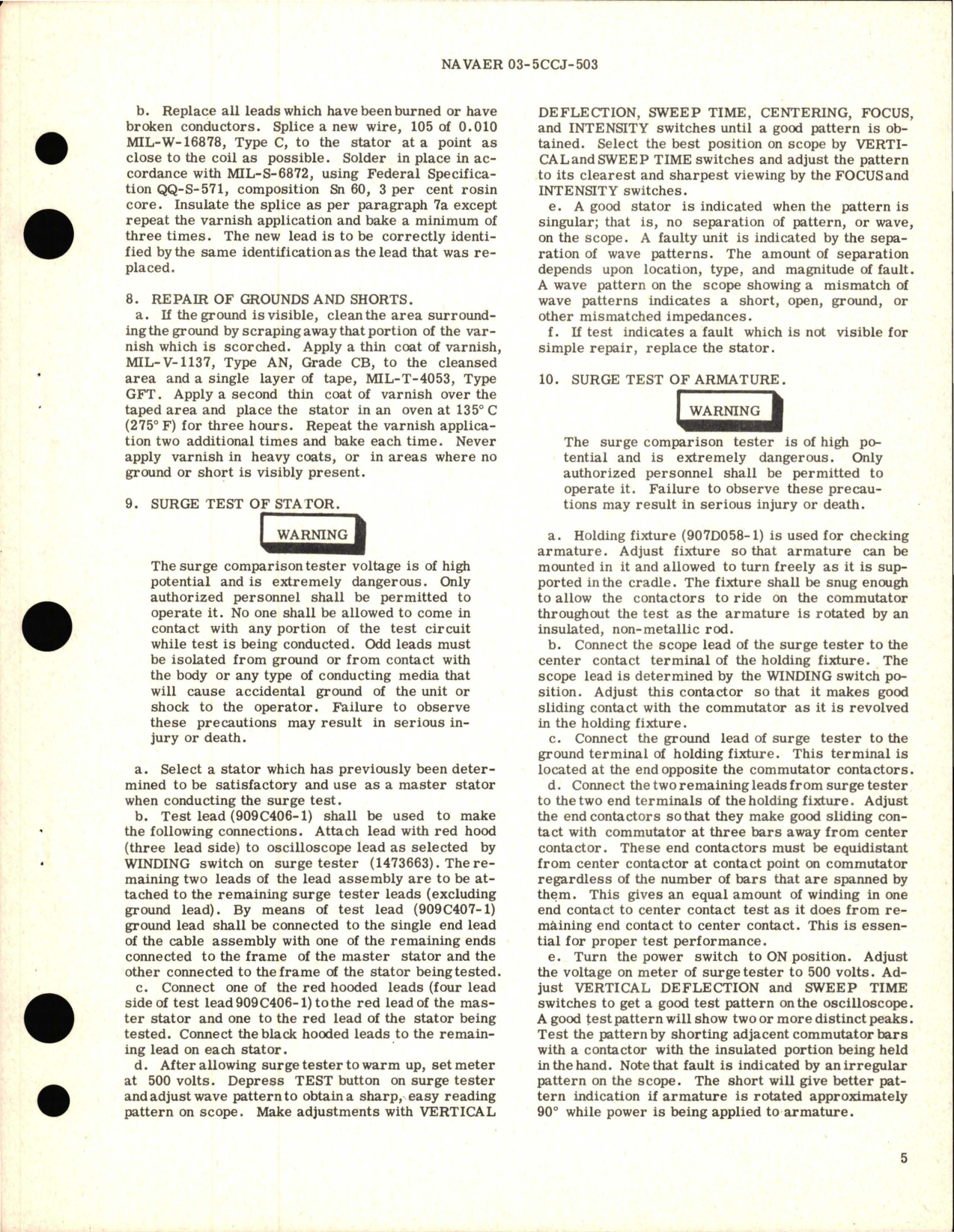 Sample page 5 from AirCorps Library document: Overhaul Instructions with Parts Breakdown for Motor, D-C, Aircraft - Part A35A8864 