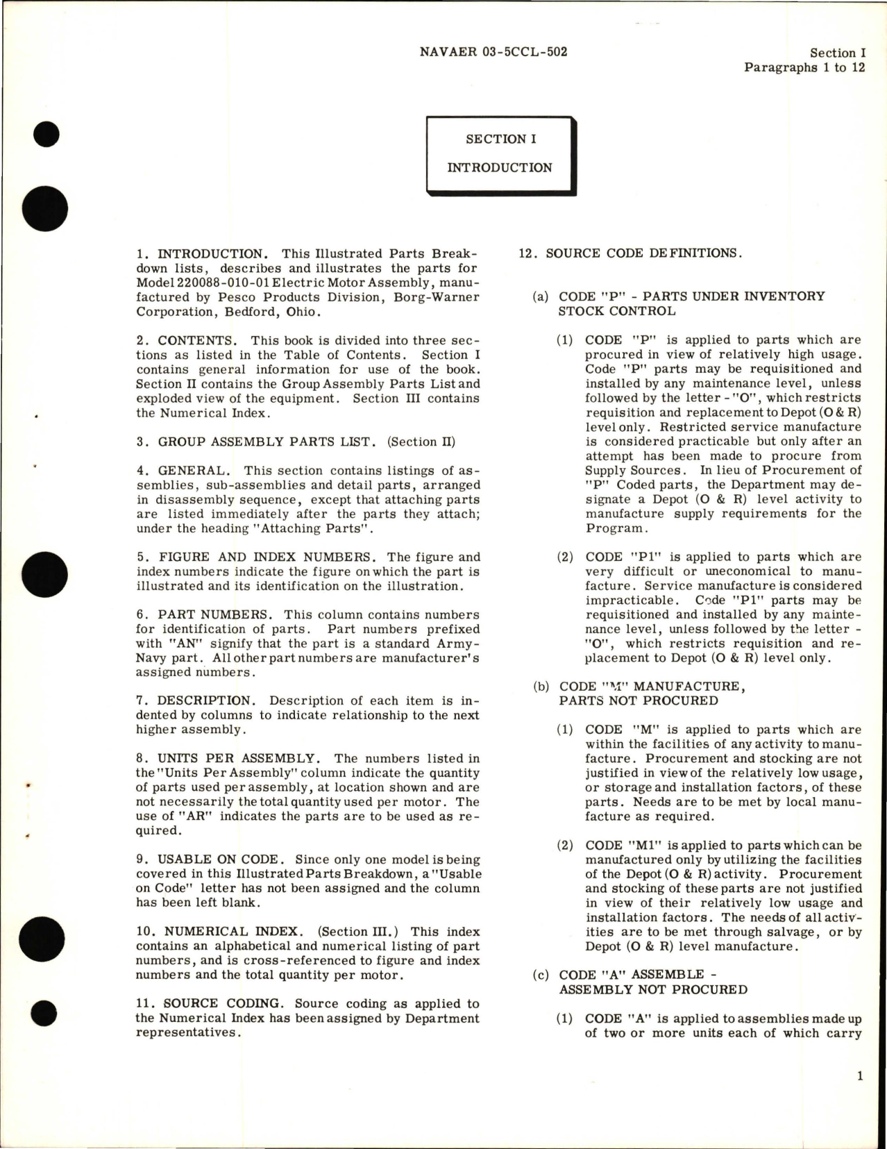 Sample page 5 from AirCorps Library document: Illustrated Parts Breakdown for Electric Motor Assembly - Model 220088-010-01 