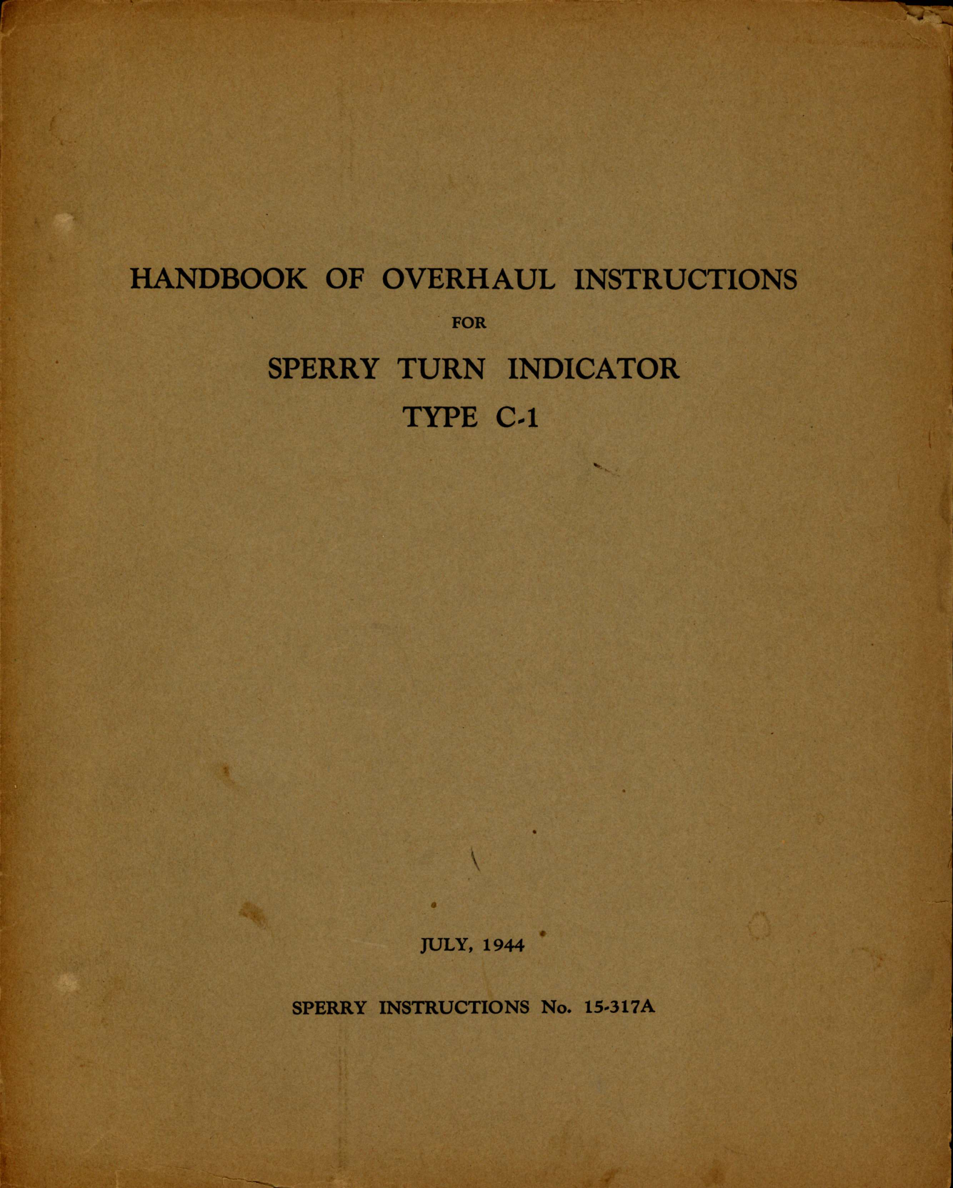 Sample page 1 from AirCorps Library document: Overhaul Instructions for Sperry Turn Indicator, Type C-1