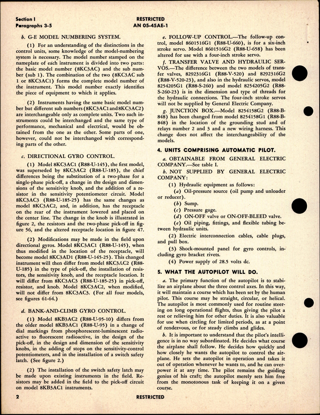 Sample page 6 from AirCorps Library document: Operation and Service Instructions for Automatic Pilot Type G-1, G.E. Model 2CJ1A1