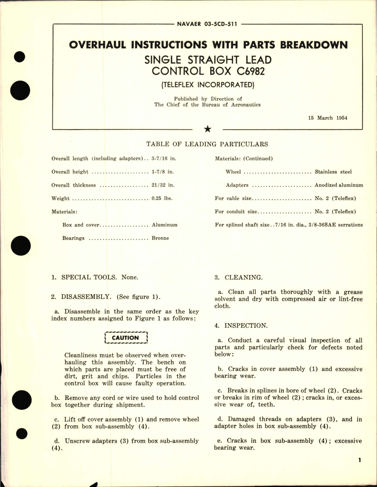 Sample page 1 from AirCorps Library document: Overhaul Instructions with Parts Breakdown for Single Straight Lead Control Box C6982