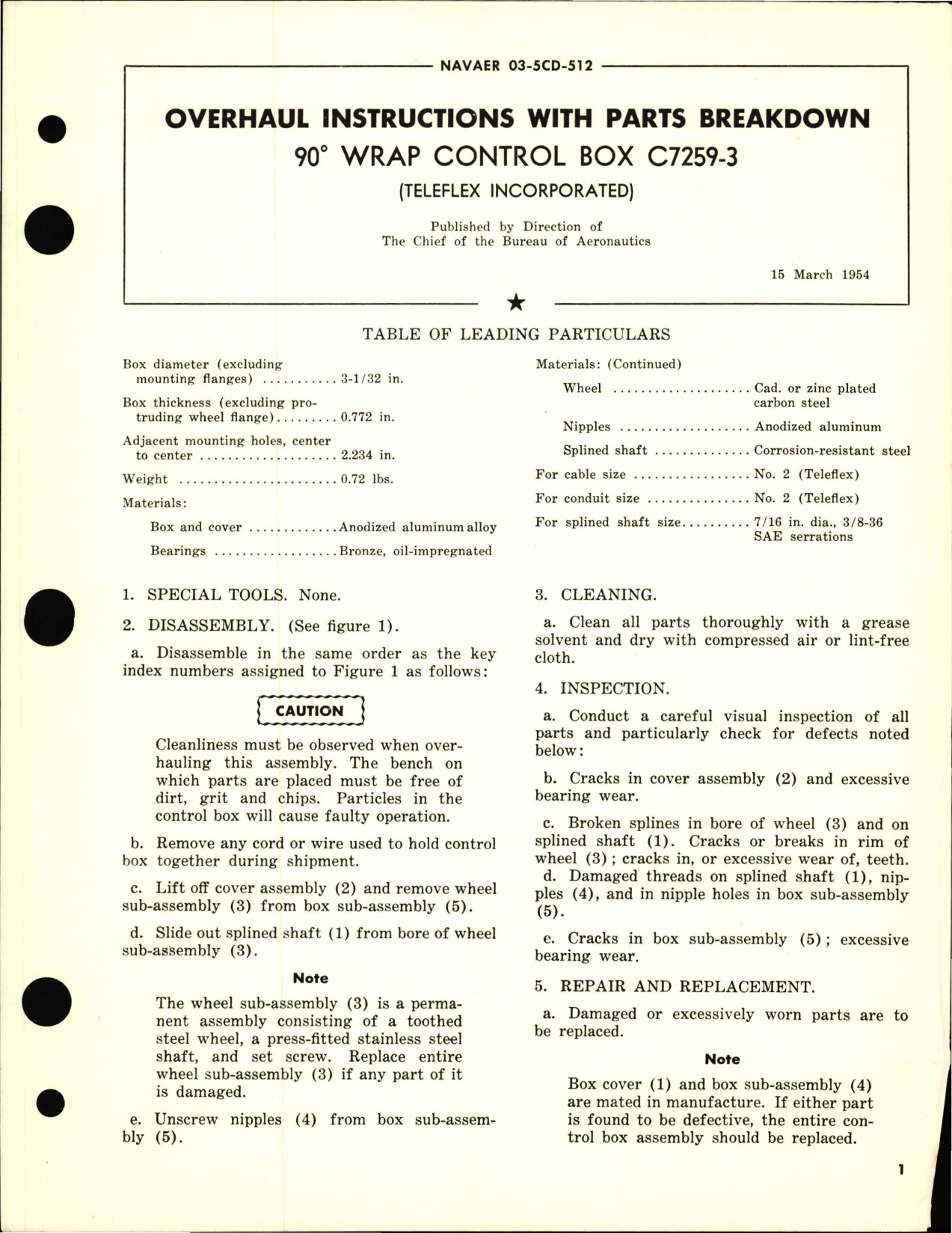 Sample page 1 from AirCorps Library document: Overhaul Instructions w Parts Breakdown for 90 Degree Wrap Control Box C7259-3
