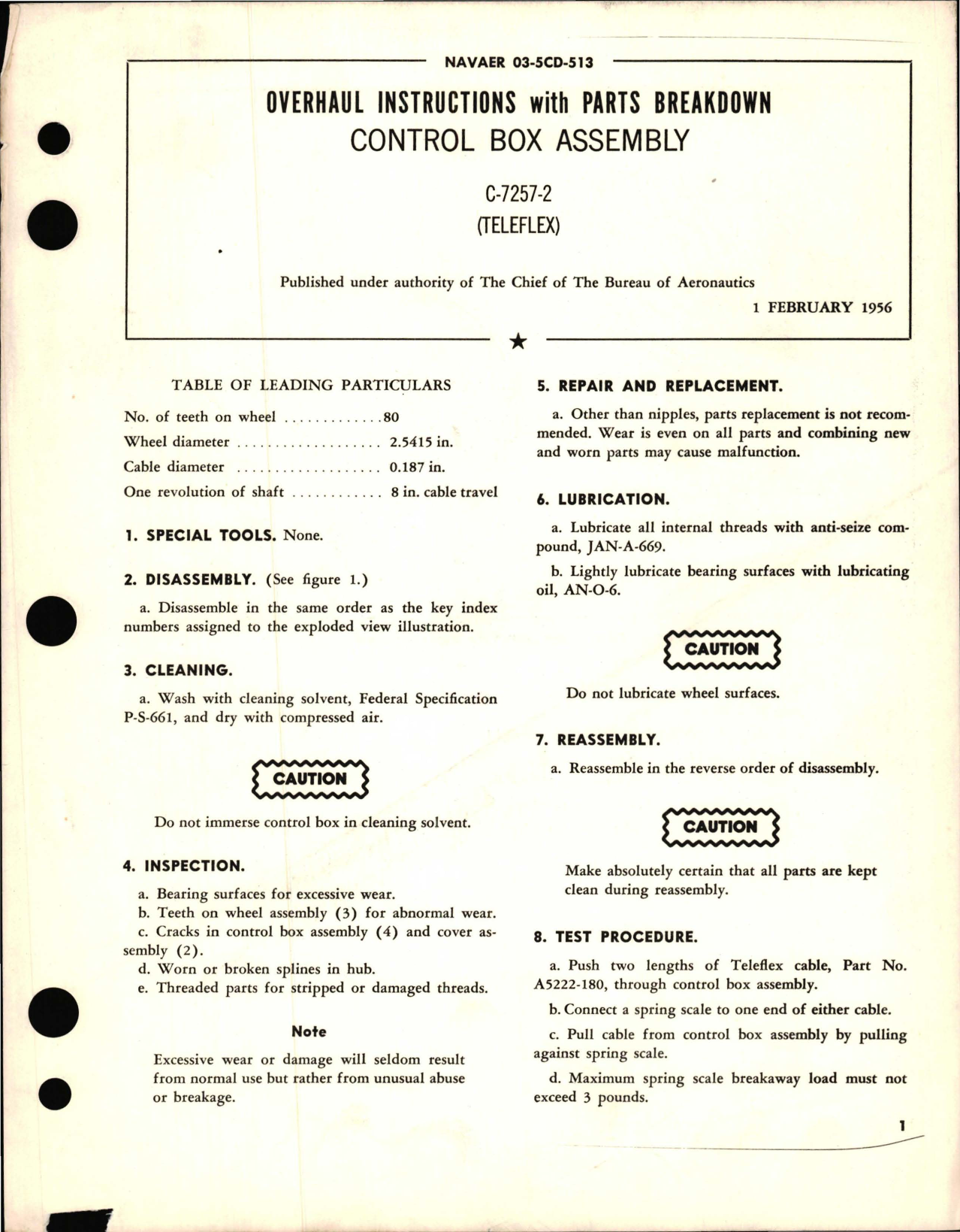 Sample page 1 from AirCorps Library document: Overhaul Instructions with Parts Breakdown for Control Box Assembly - C-7257-2