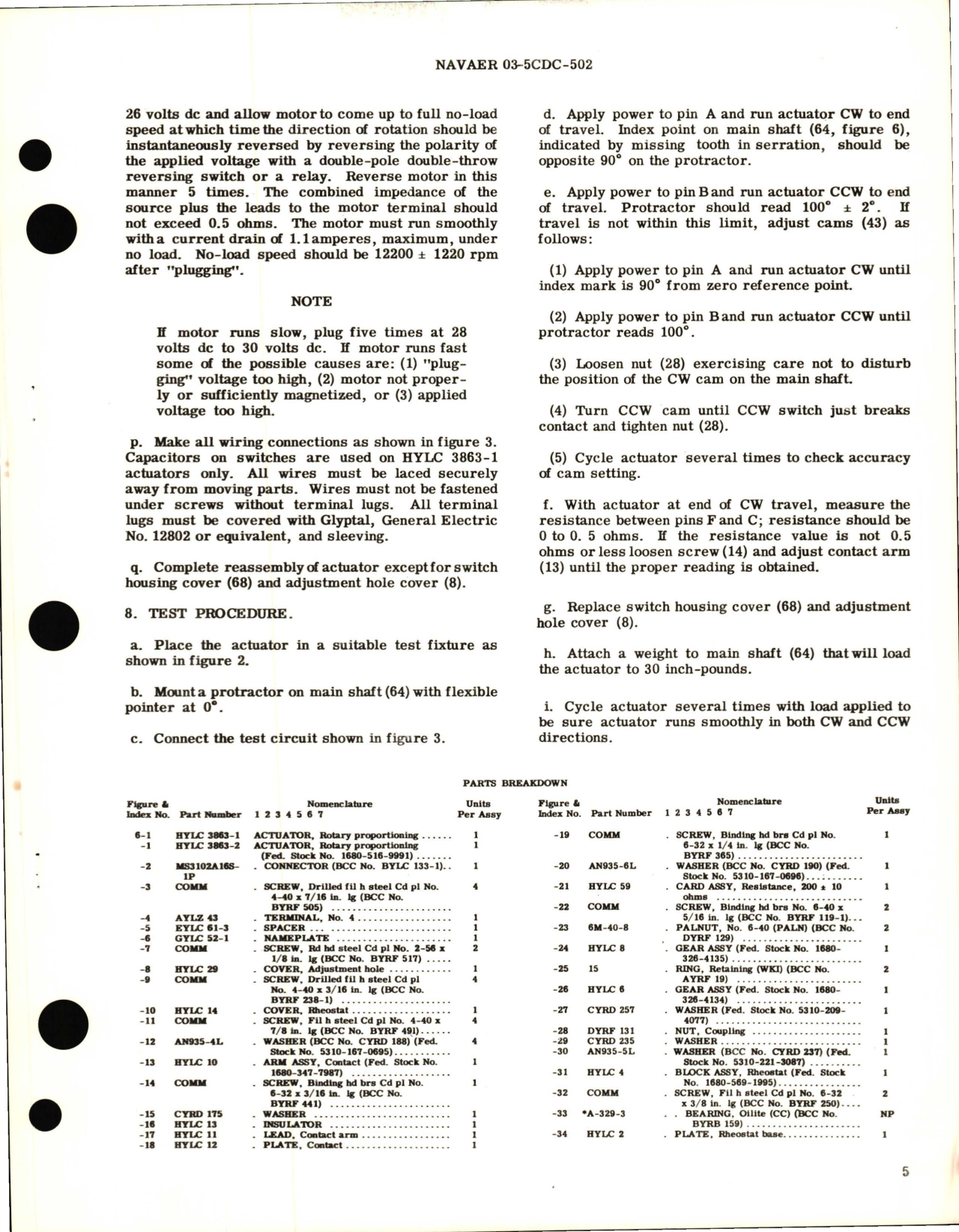 Sample page 5 from AirCorps Library document: Overhaul Instructions with Parts Breakdown for Rotary Proportioning Actuator - HYLC 3863-1 and HYLC 3863-2 