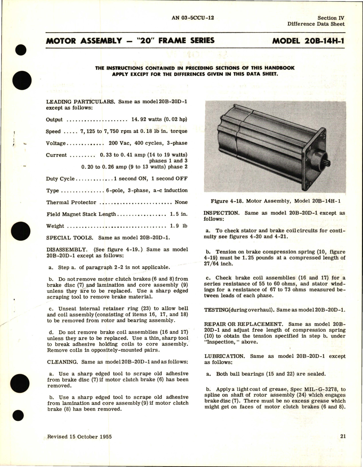 Sample page 5 from AirCorps Library document: Overhaul Instructions for Fractional Horsepower Electric Motors - 20 Frame Series
