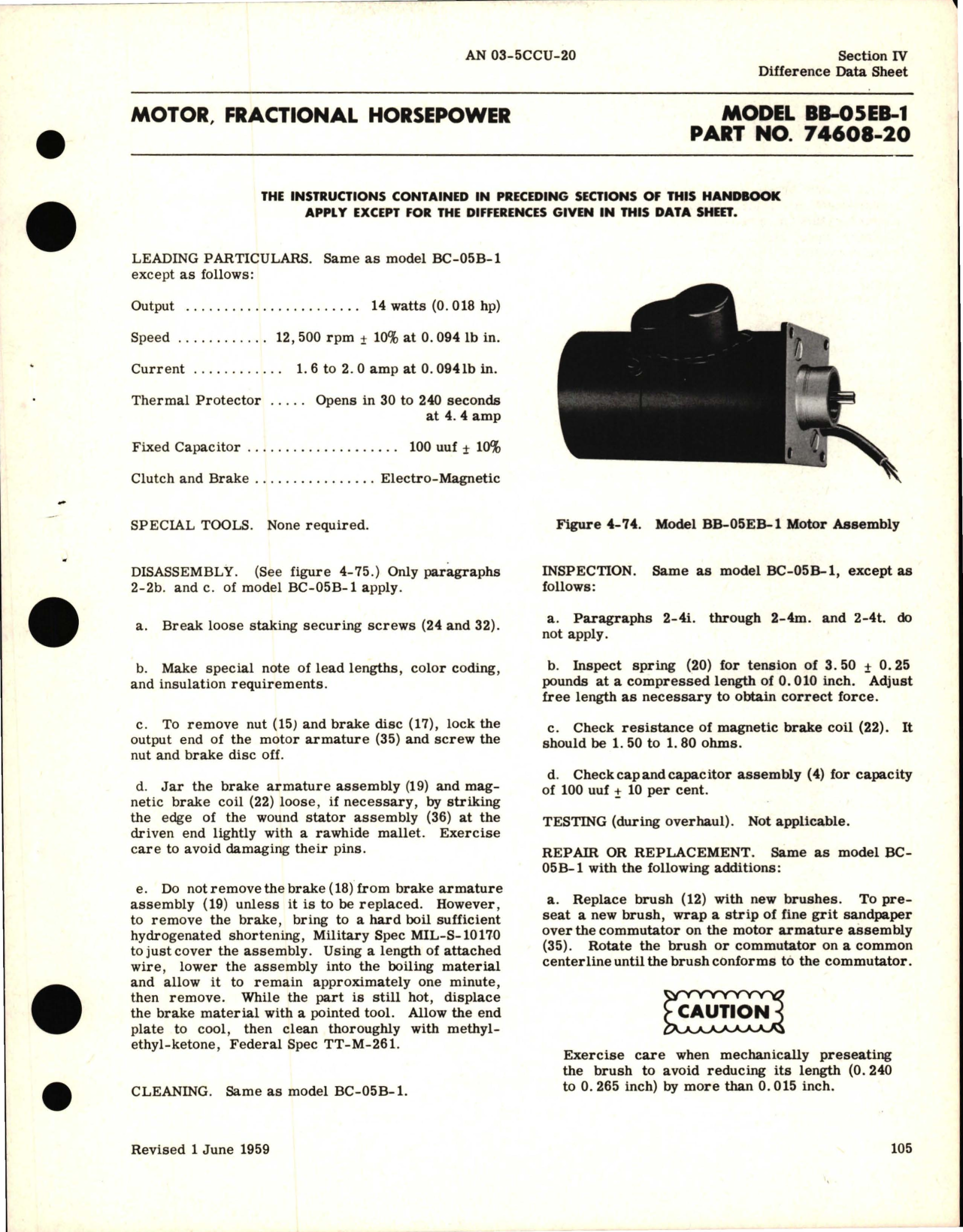 Sample page 5 from AirCorps Library document: Overhaul Instructions for Fractional Horsepower Motors - B Frame Series 