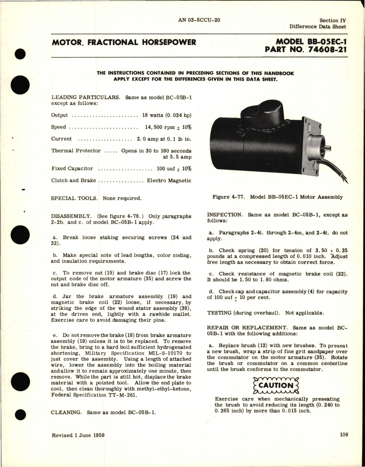 Sample page 9 from AirCorps Library document: Overhaul Instructions for Fractional Horsepower Motors - B Frame Series 