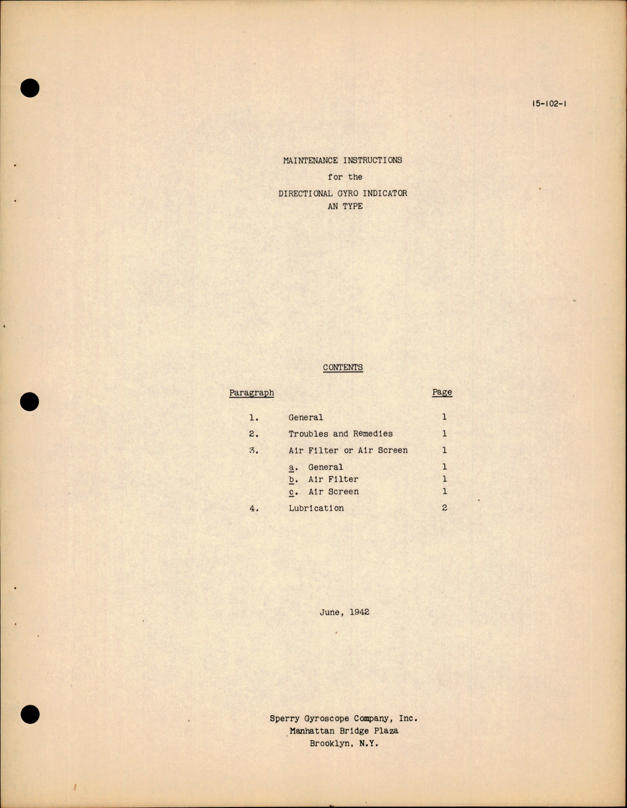 Sample page 1 from AirCorps Library document: Maintenance Instructions for Directional Gyro Indicator AN Type