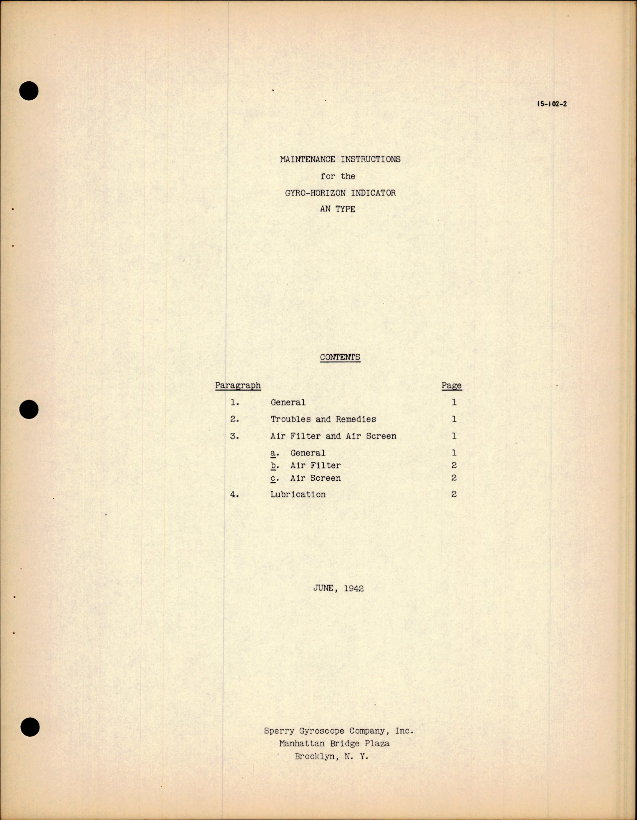 Sample page 1 from AirCorps Library document: Maintenance Instructions for Gyro-Horizon Indicator AN Type