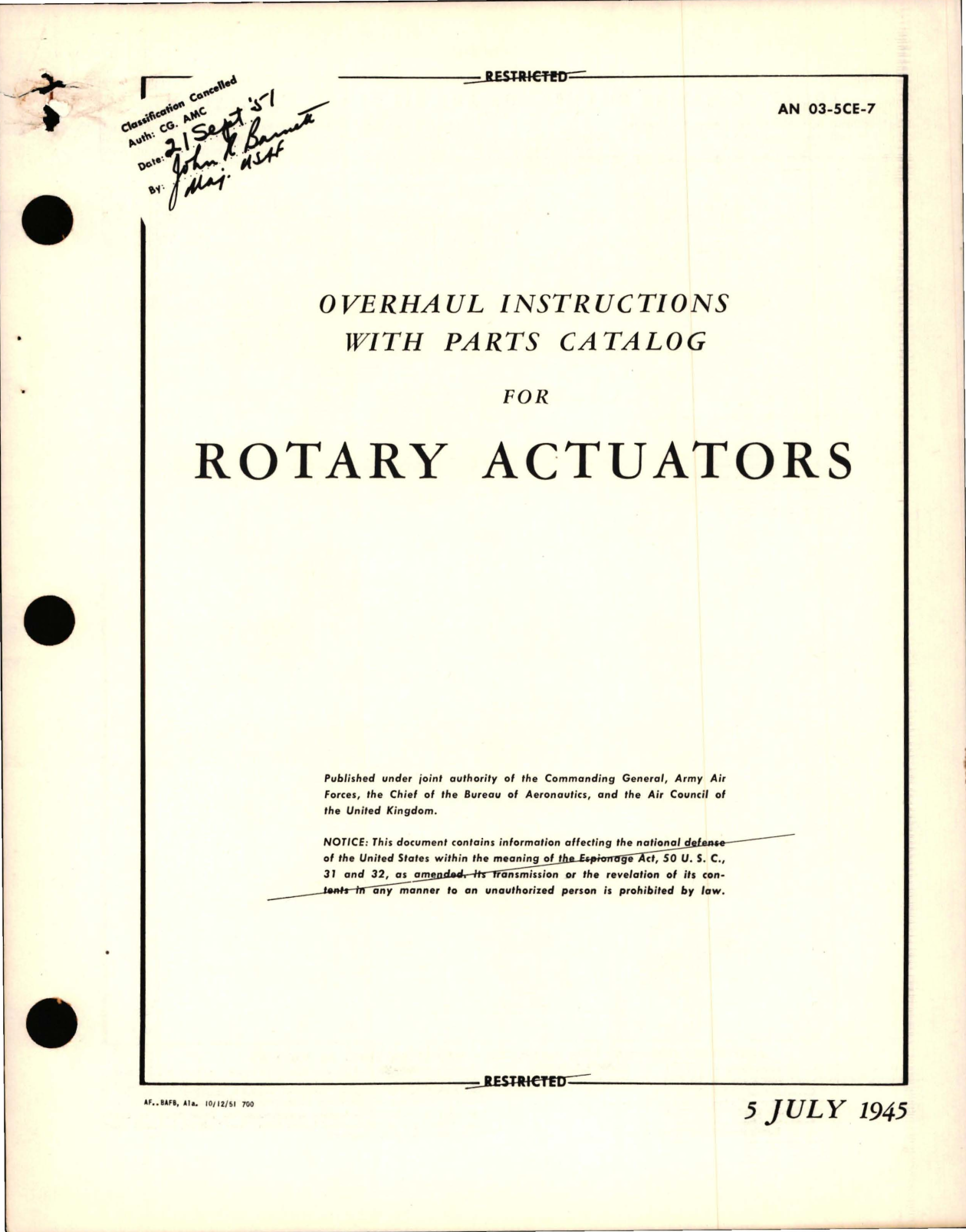 Sample page 5 from AirCorps Library document: Overhaul Instructions with Parts Catalog for Rotary Actuators