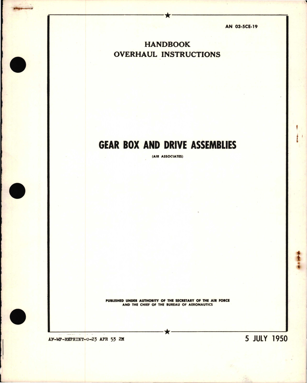 Sample page 1 from AirCorps Library document: Overhaul Instructions for Gear Box and Drive Assemblies