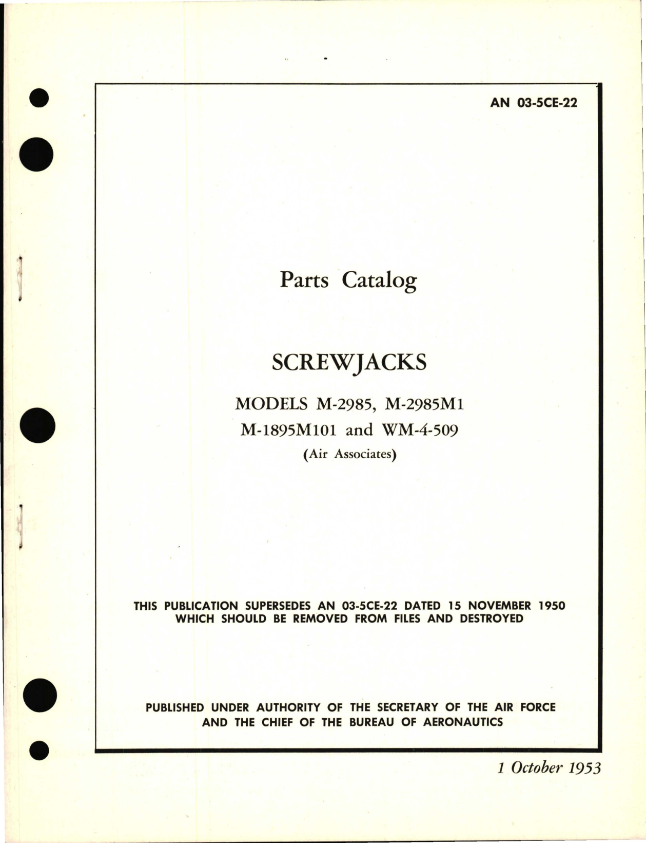 Sample page 5 from AirCorps Library document: Illustrated Parts Breakdown for Screwjacks - Models M2985, M-2985M1, M-1895M101 and WM-4-509 