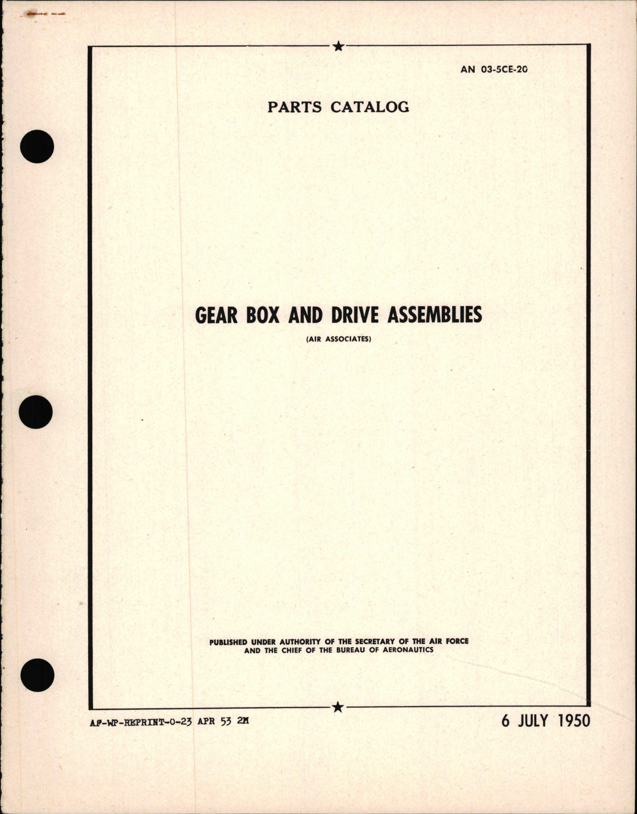 Sample page 1 from AirCorps Library document: Parts Catalog for Gear Box and Drive Assemblies 