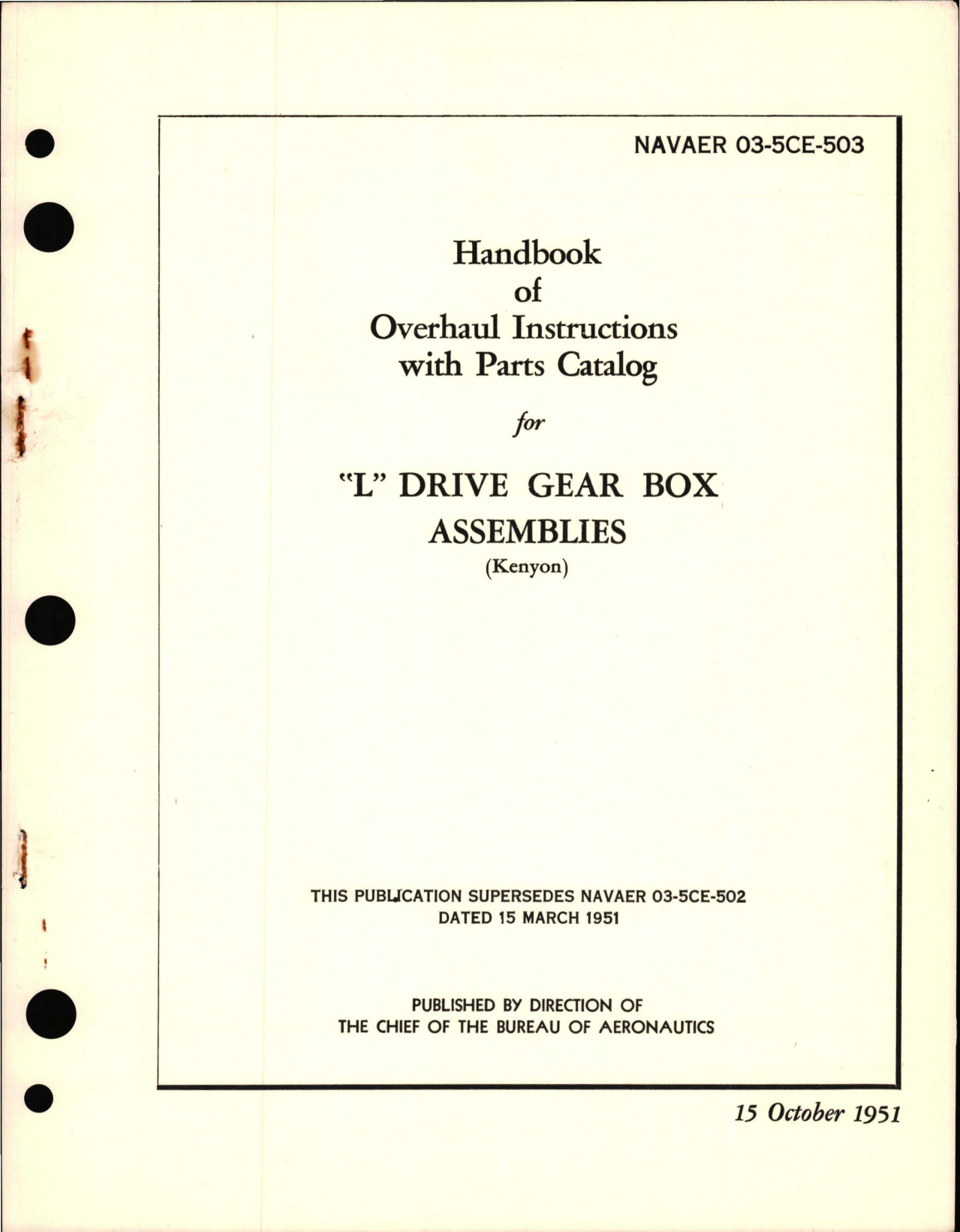 Sample page 1 from AirCorps Library document: Overhaul Instructions with Parts Catalog for L Drive Gear Box Assemblies 