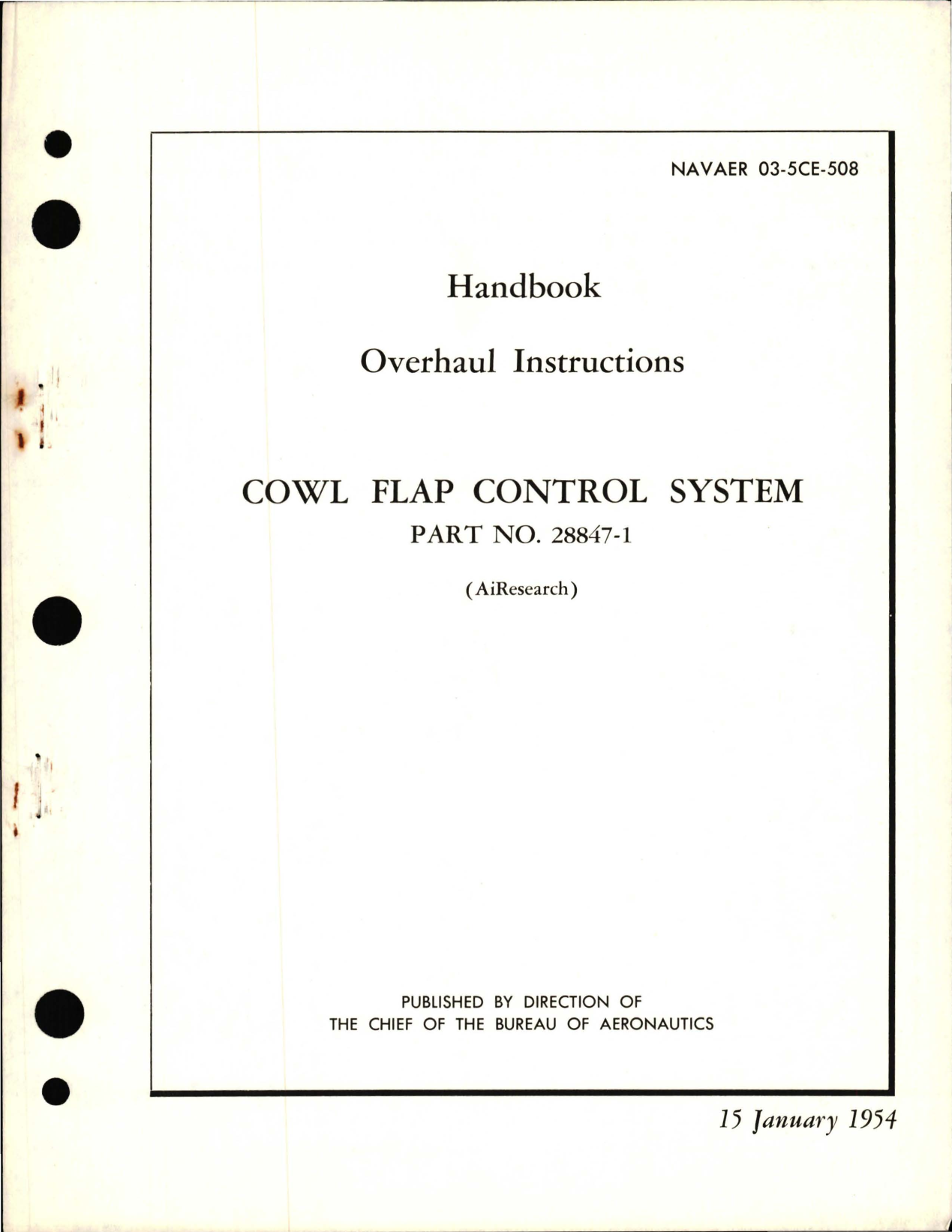 Sample page 1 from AirCorps Library document: Overhaul Instructions for Cowl Flap Control System - Part 28847-1