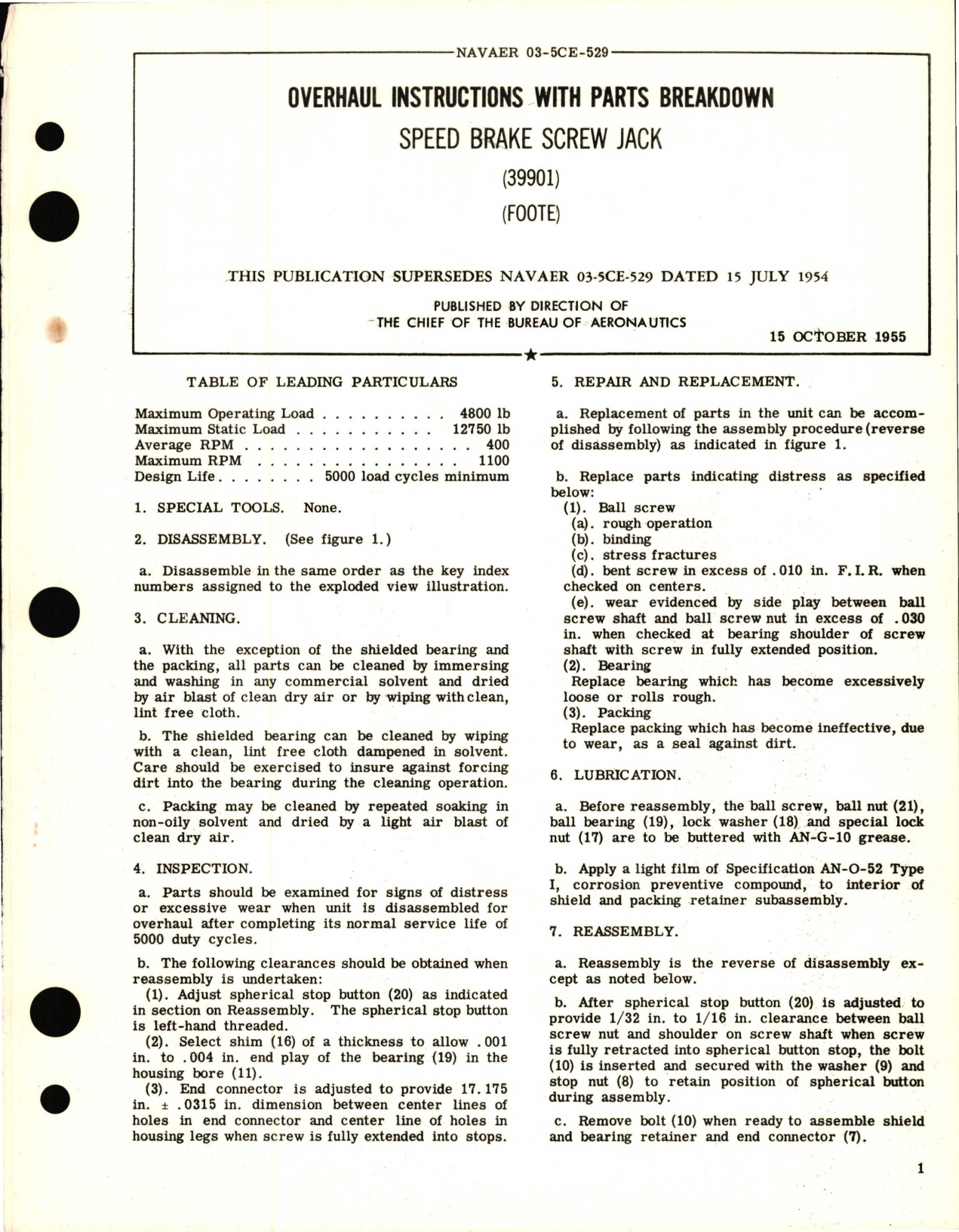 Sample page 1 from AirCorps Library document: Overhaul Instructions with Parts Breakdown for Speed Brake Screw Jack - 39901 