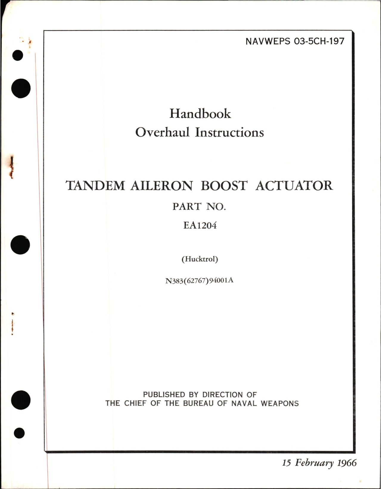 Sample page 1 from AirCorps Library document: Overhaul Instructions for Tandem Aileron Boost Actuator - Part EA1204 