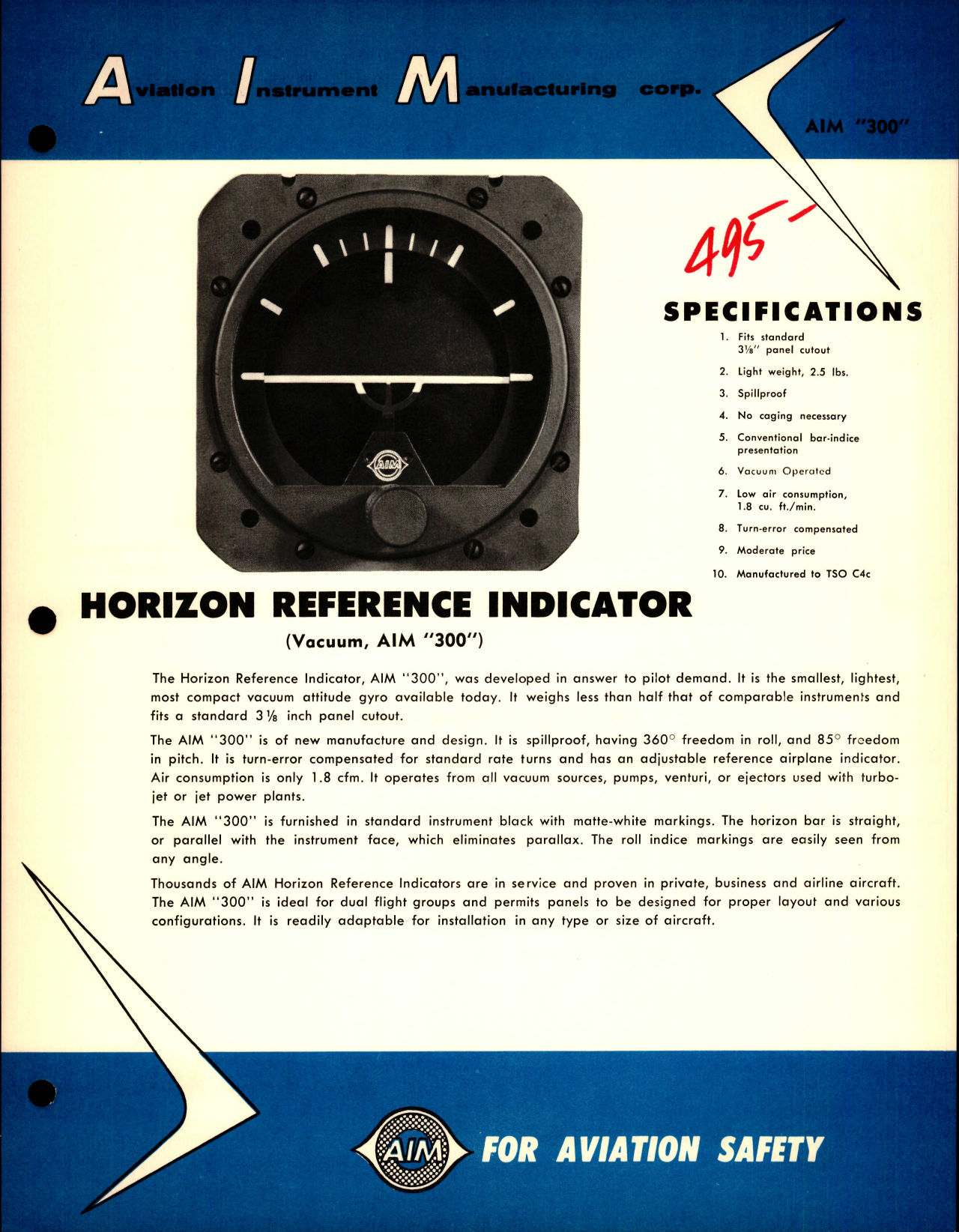 Sample page 1 from AirCorps Library document: AIM 300 Horizon Reference Indicator Vacuum