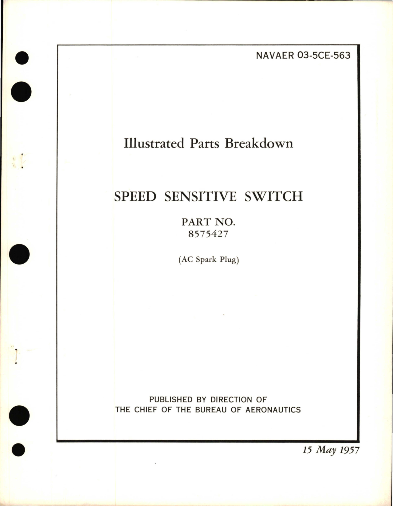 Sample page 1 from AirCorps Library document: Illustrated Parts Breakdown for Speed Sensitive Switch - Part 8575427