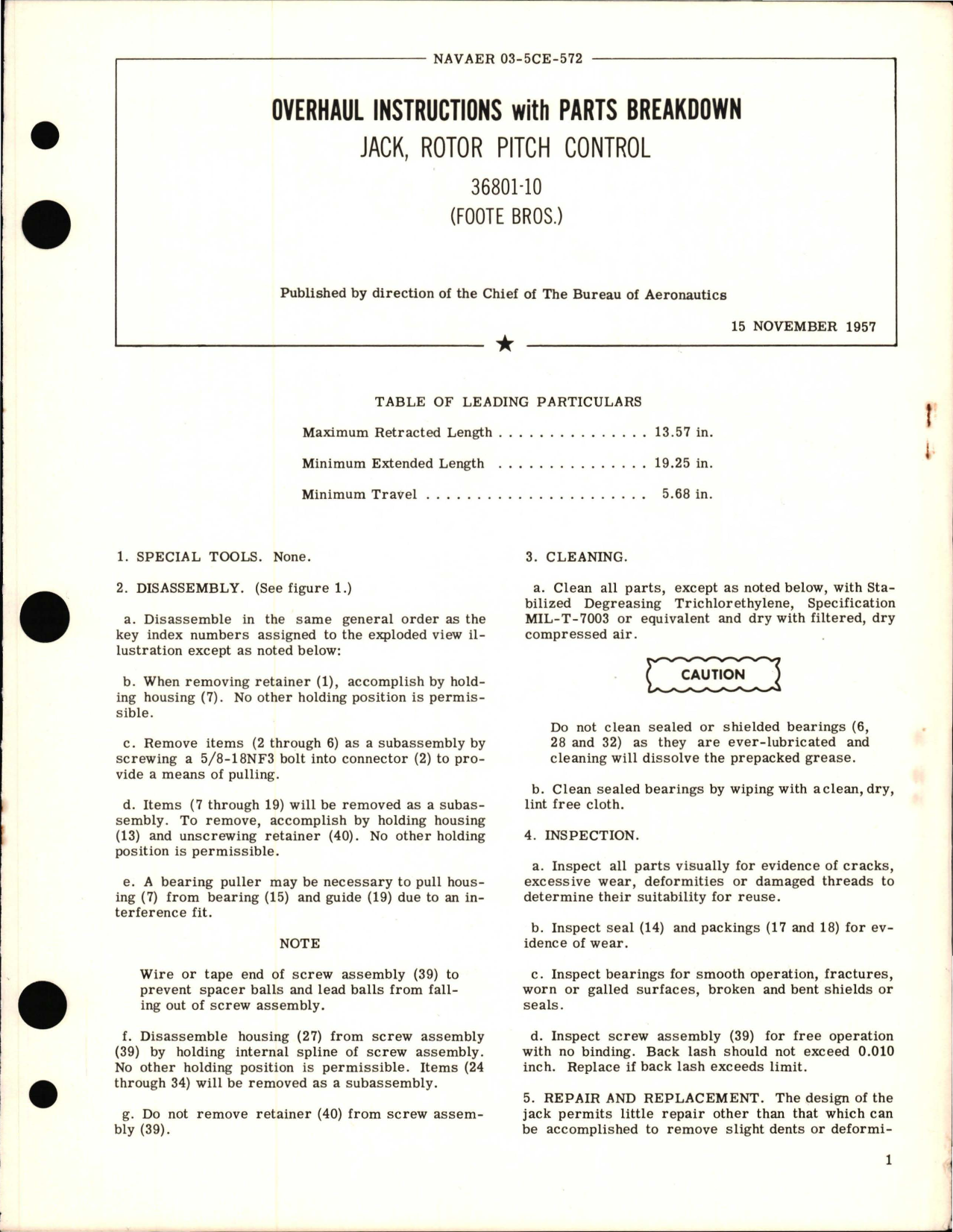 Sample page 1 from AirCorps Library document: Overhaul Instructions with Parts Breakdown for Jack, Rotor Pitch Control 36801-10 